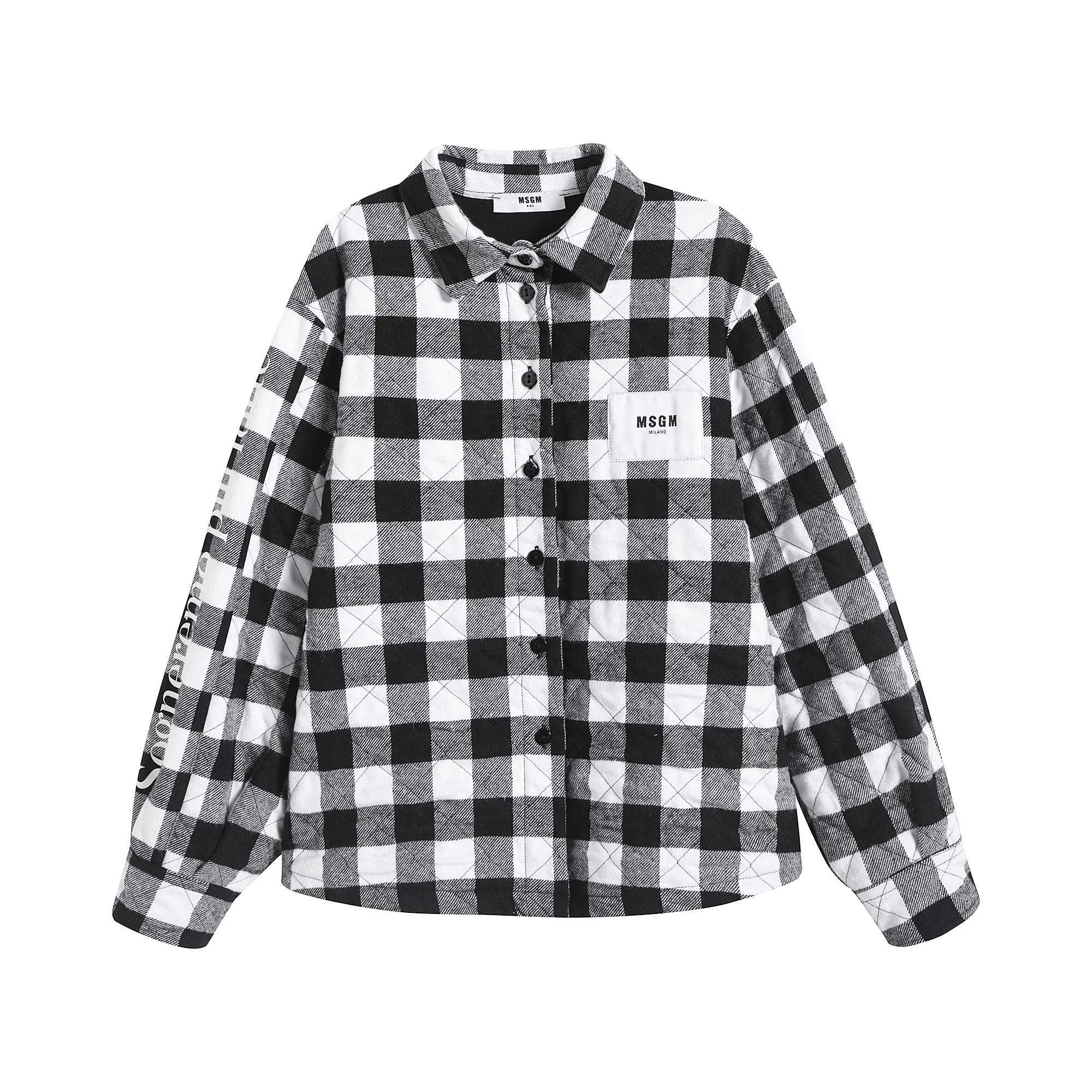 Girls Black Check Cotton Shirt