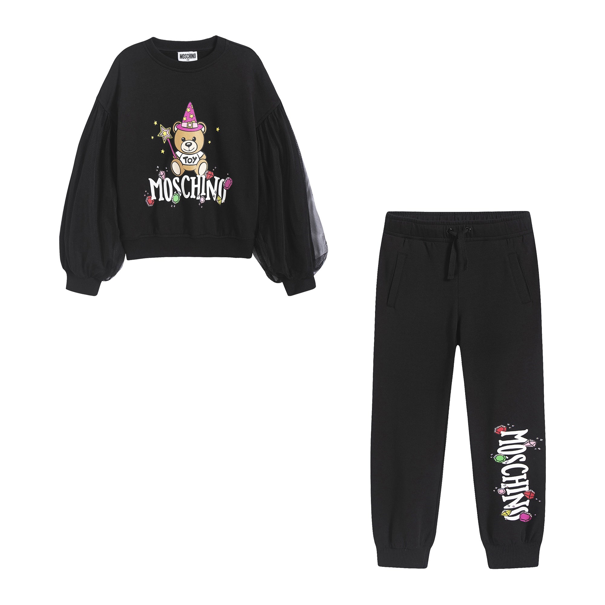 Girls Black Logo Cotton Set