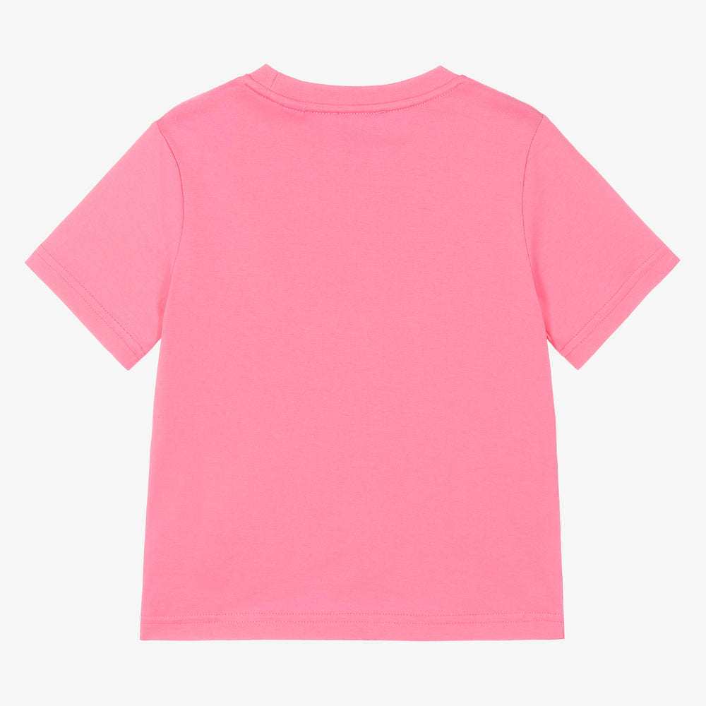 Girls Pink Logo Cotton T-Shirt
