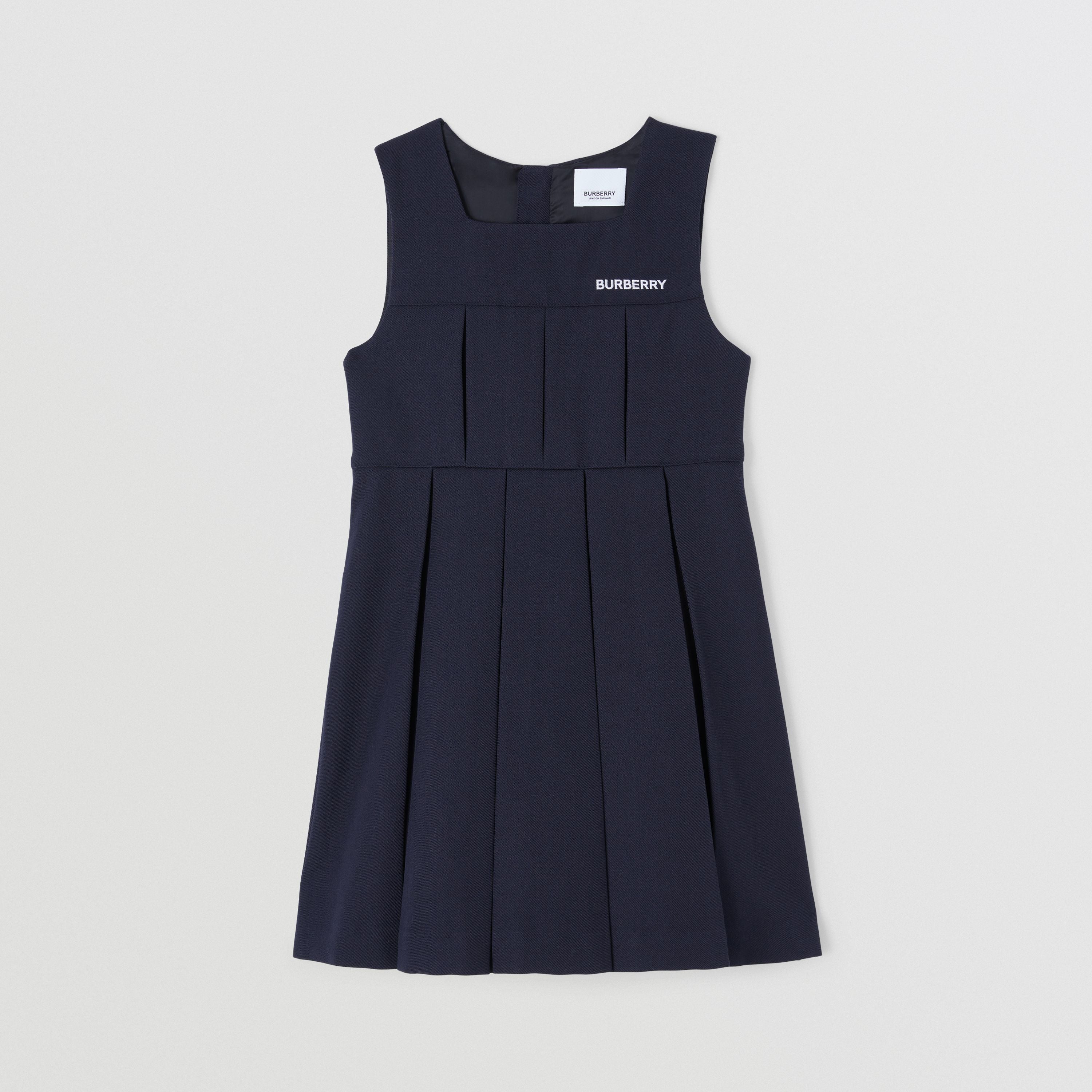 Girls Navy Logo Wool Dress