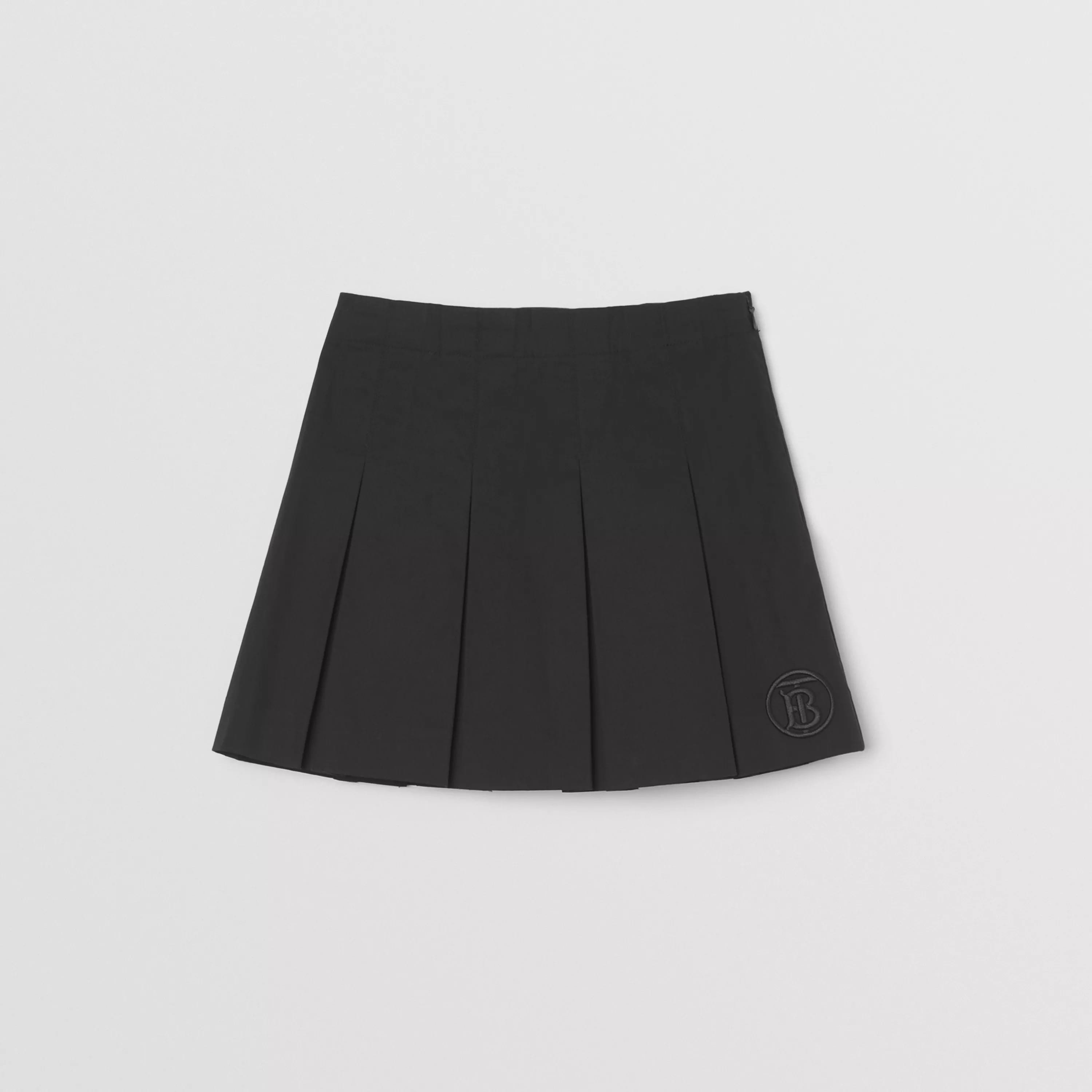 Girls Black Logo Pleated Skirt