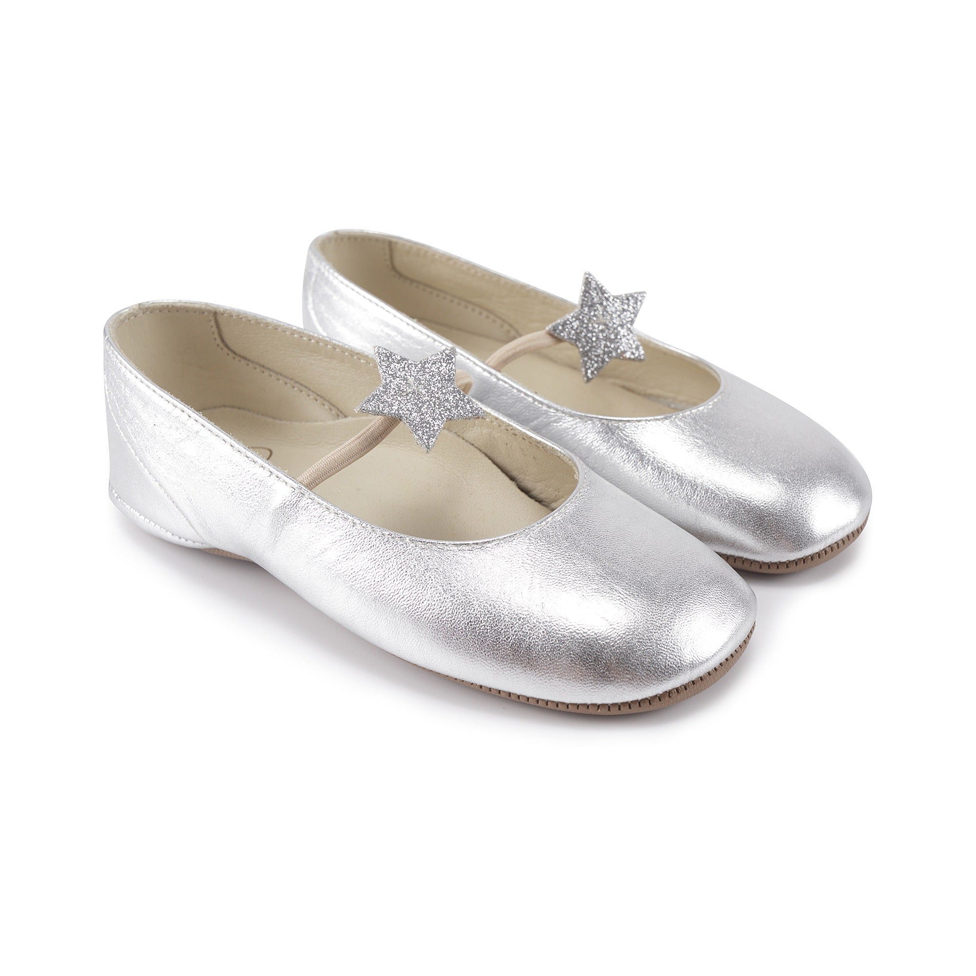 Girls Sliver Leather Shoes