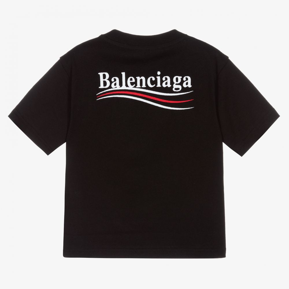 Boys & Girls Black Logo Cotton T-Shirt
