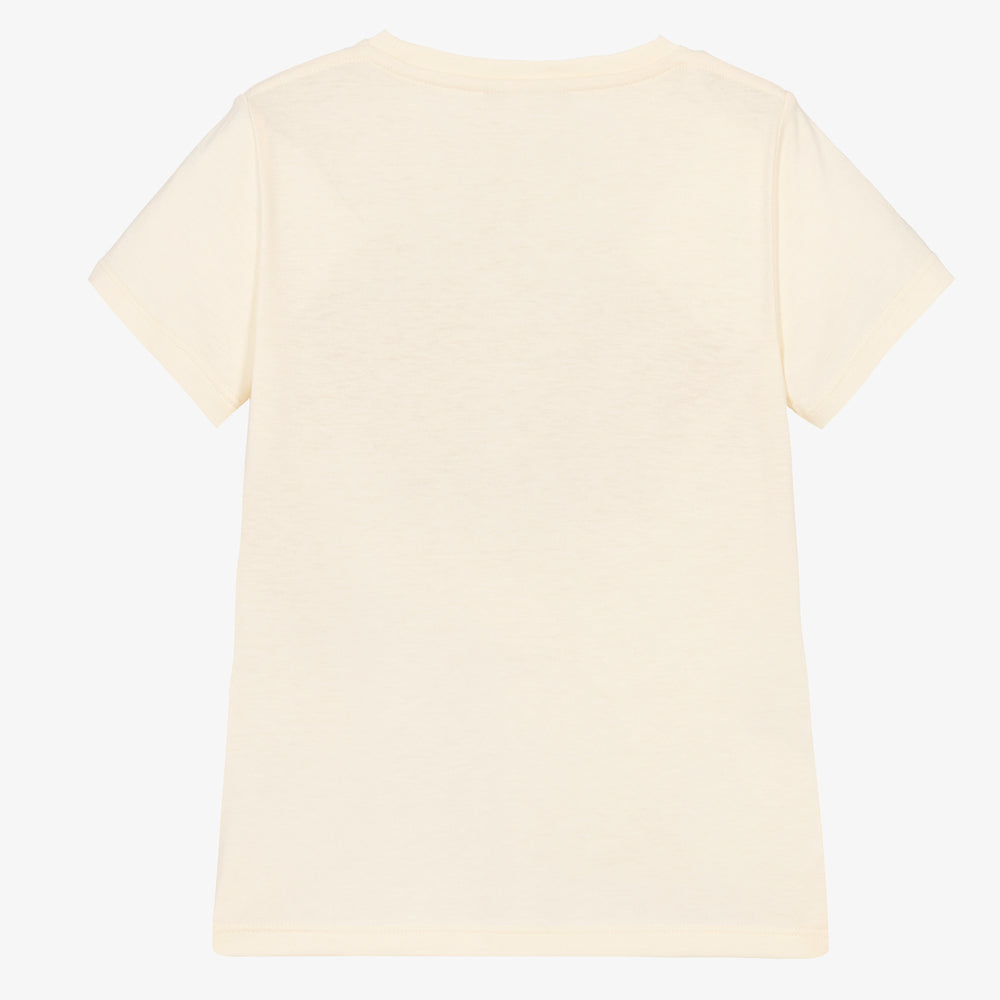 Girls White Logo Cotton T-Shirt