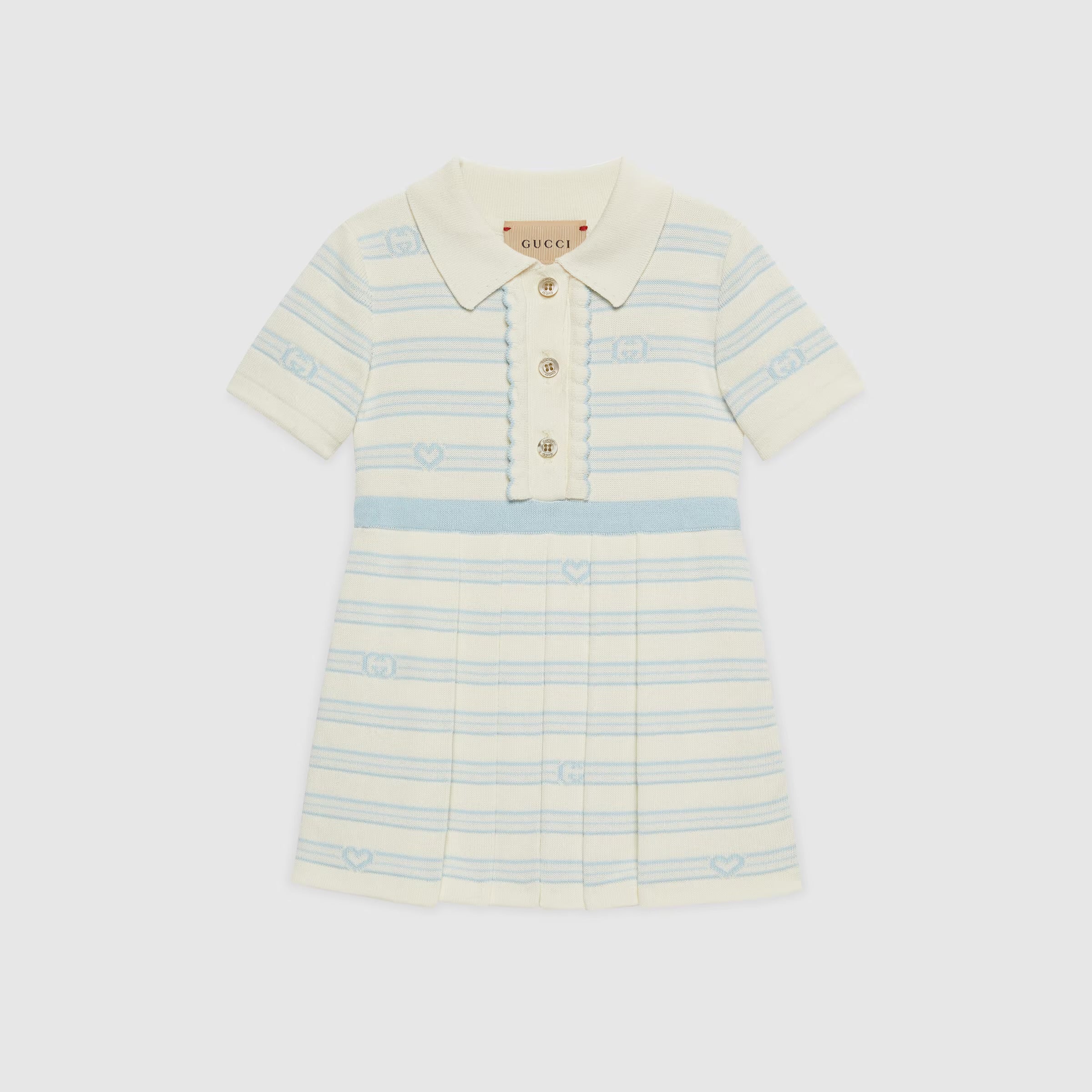 Baby Girls White Stripes Knit Dress