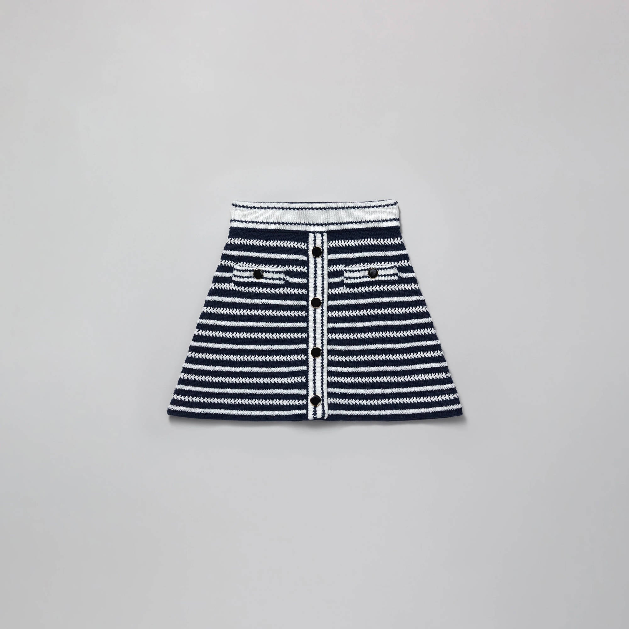 Girls Navy Stripes Cotton Skirt