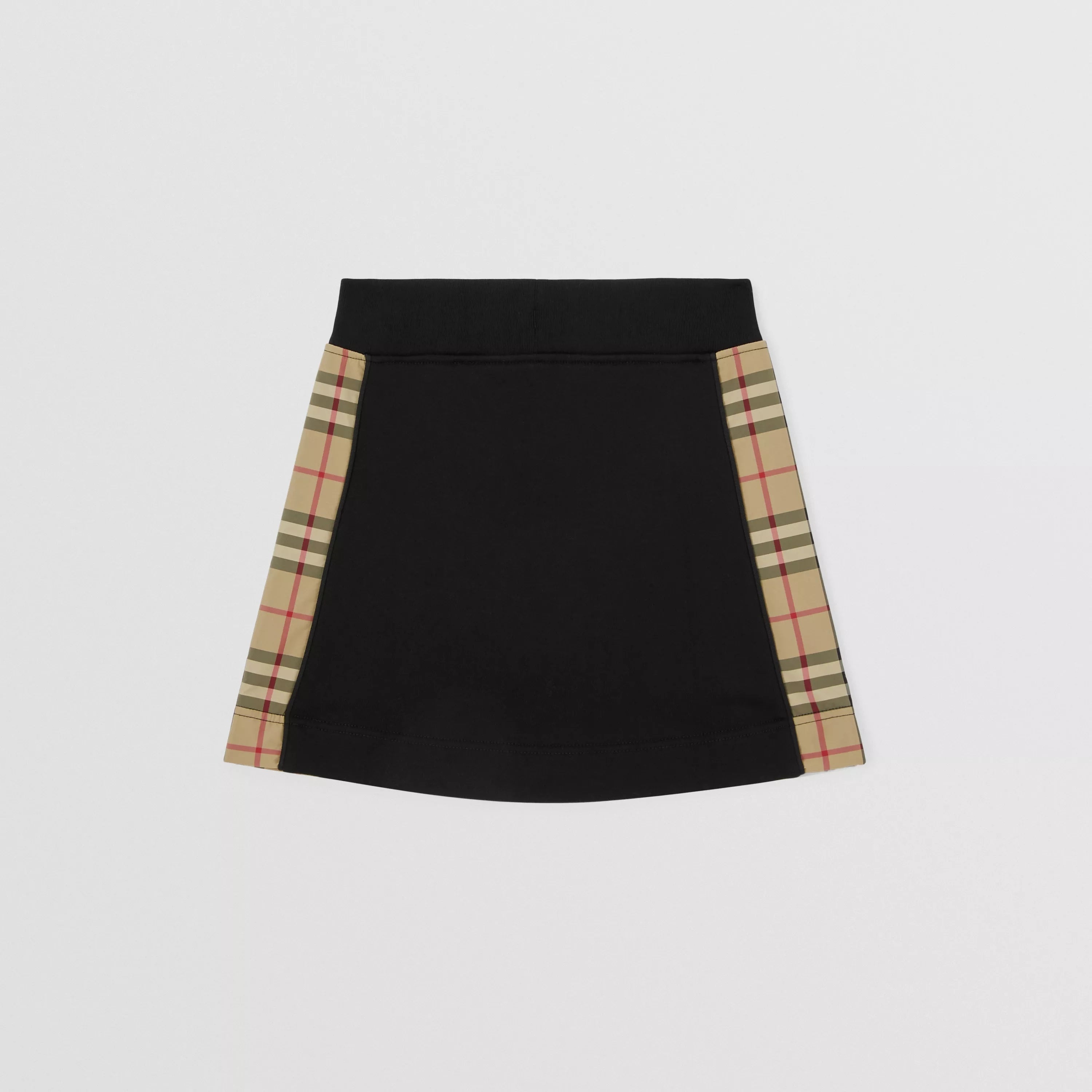 Girls Black Check Cotton Skirt