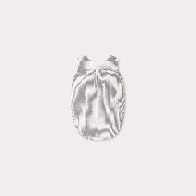 Baby Boys & Girls Grey Stripes Cotton Babysuit