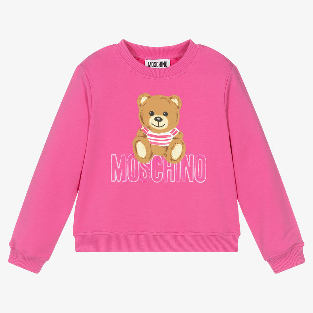 Girls Pink Printed Cotton Sweatshirt