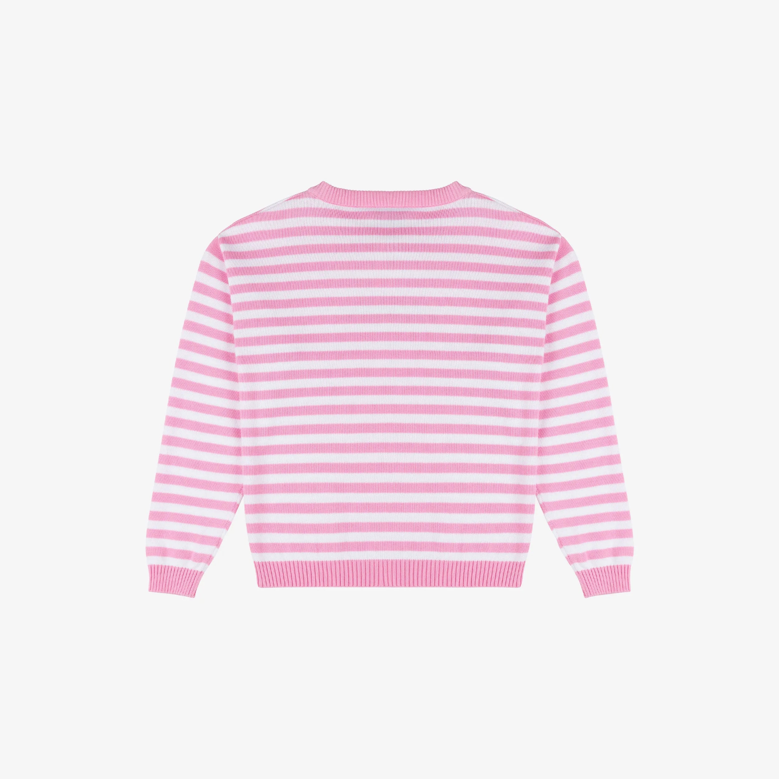 Girls Pink Stripes Cotton Sweater