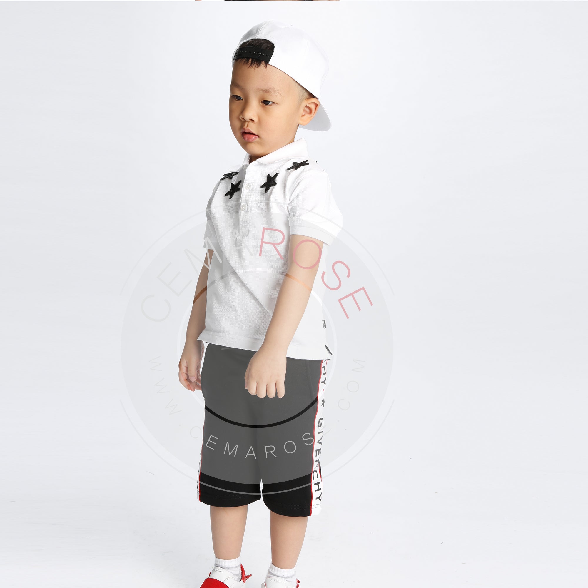 Baby Boys White Viscose Polo Shirt