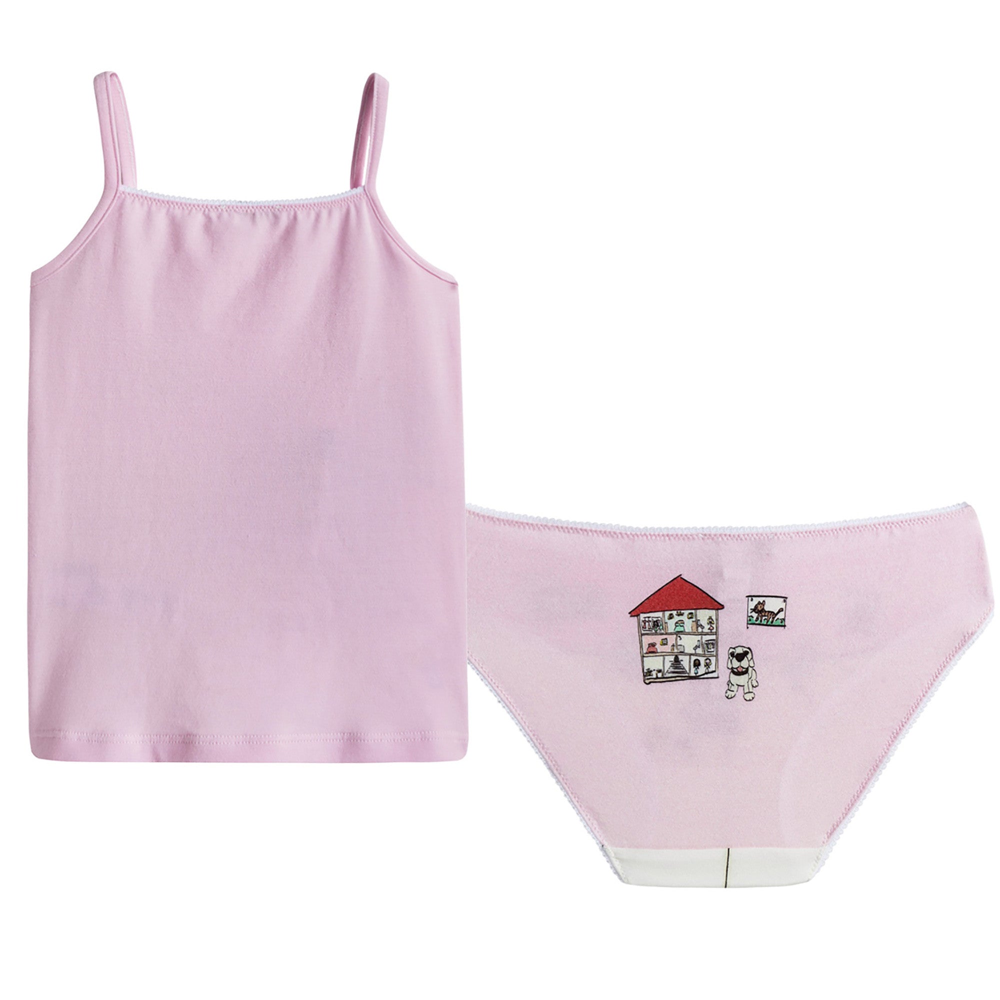 Baby Girls Pink Fancy Printed Top & Underwear Gift Box Set