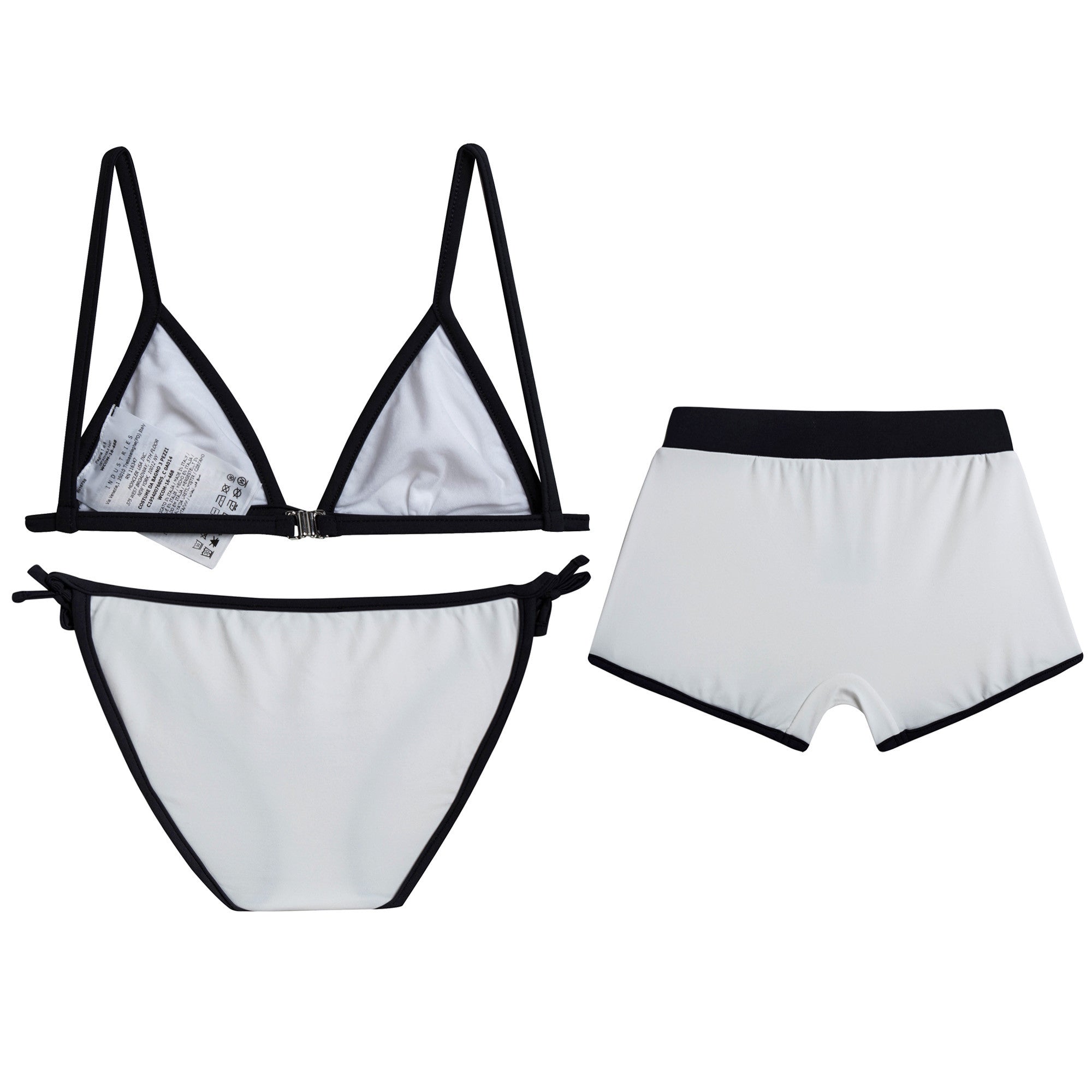 Girls White Bikini & Shorts (3 Piece)