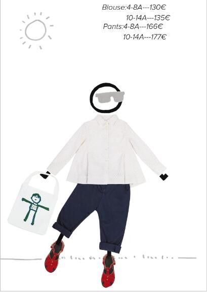 Girls Navy Blue Cotton Straight Trousers - CÉMAROSE | Children's Fashion Store - 2