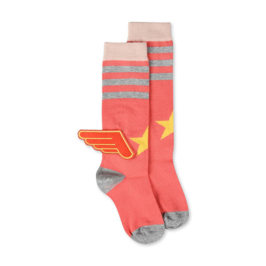 Girls Red Check Wing Trims 'Rudy' Sock - CÉMAROSE | Children's Fashion Store - 1