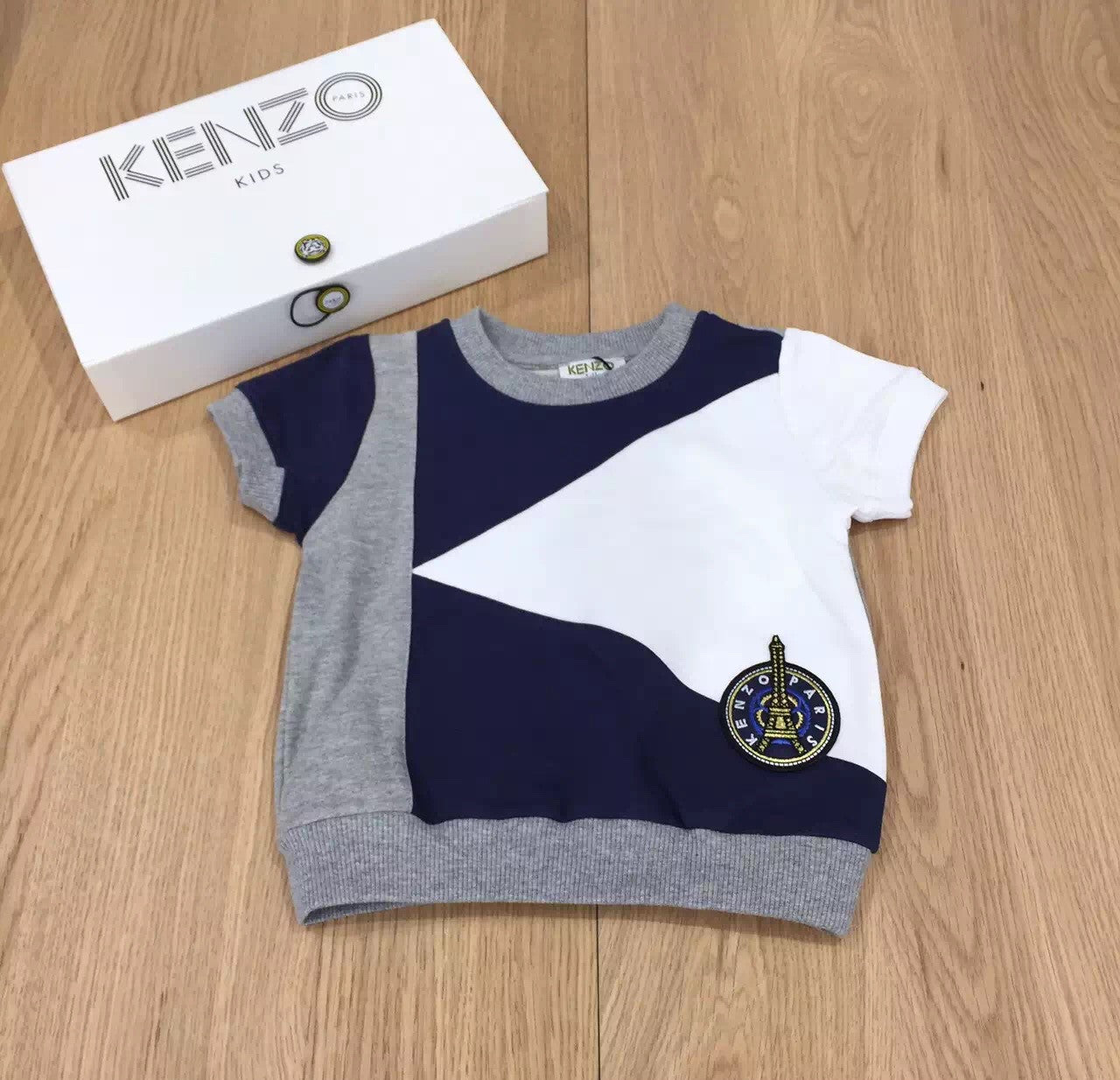 Girls Grey & White Short Sleeve Sweatshirt - CÉMAROSE | Children's Fashion Store