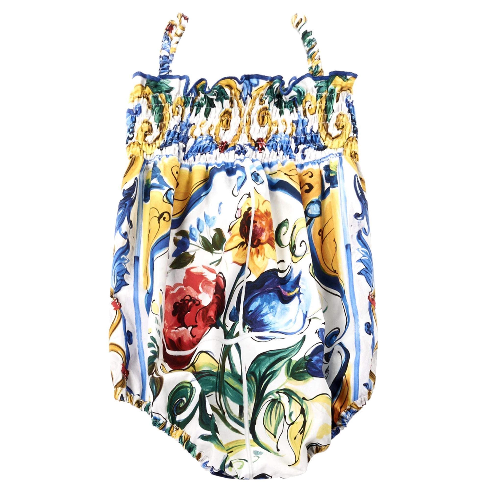 Baby Girls Multicolor Maiolica Bouquet Printed Bodysuit - CÉMAROSE | Children's Fashion Store - 1
