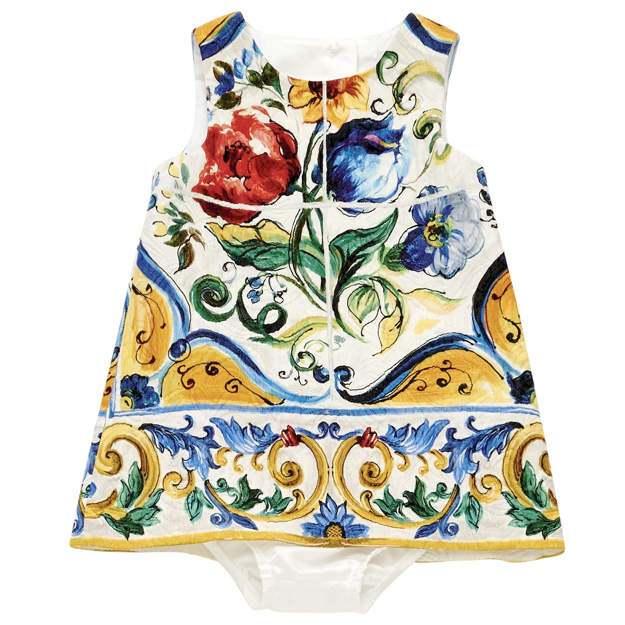 Baby Girls Multicolor Maiolica Bouquet Printed Sleevless Dress - CÉMAROSE | Children's Fashion Store - 1