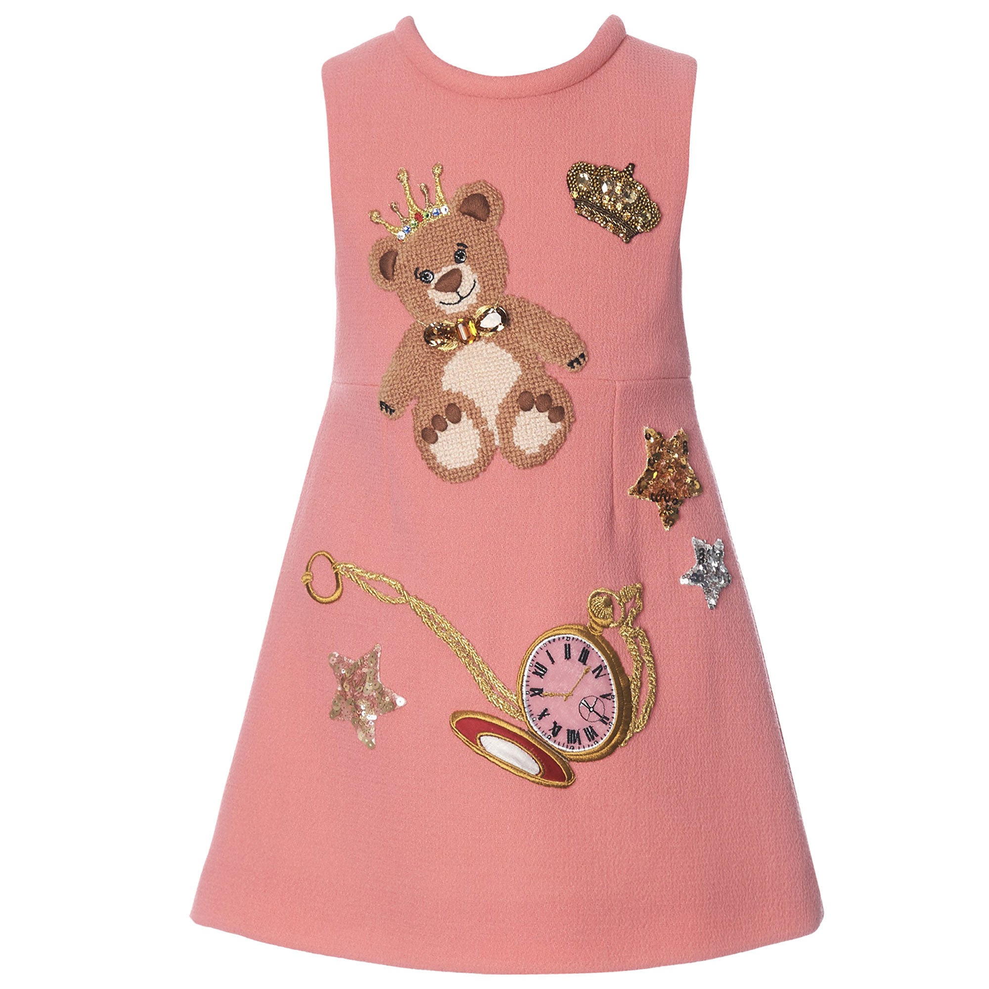 Girls Pink Fancy Printed Slim Wool Dress - CÉMAROSE | Children's Fashion Store - 1