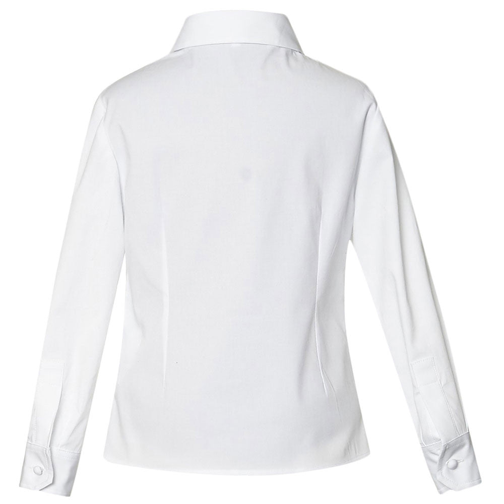 Girls White Cotton Blouse With Button Cuffs - CÉMAROSE | Children's Fashion Store - 3