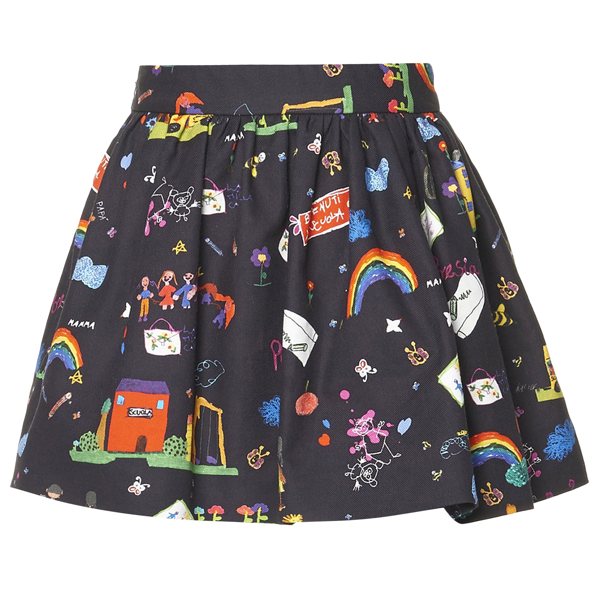 Girls Multicolor Allover Printed Elastic Waist Skirt - CÉMAROSE | Children's Fashion Store - 1