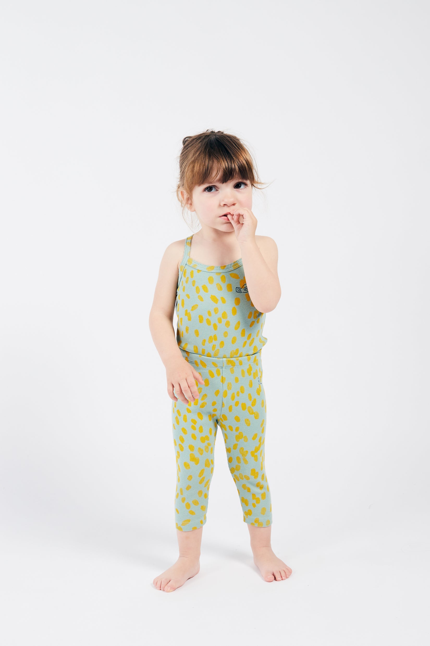 Baby Girls Green Printed Cotton Babysuit