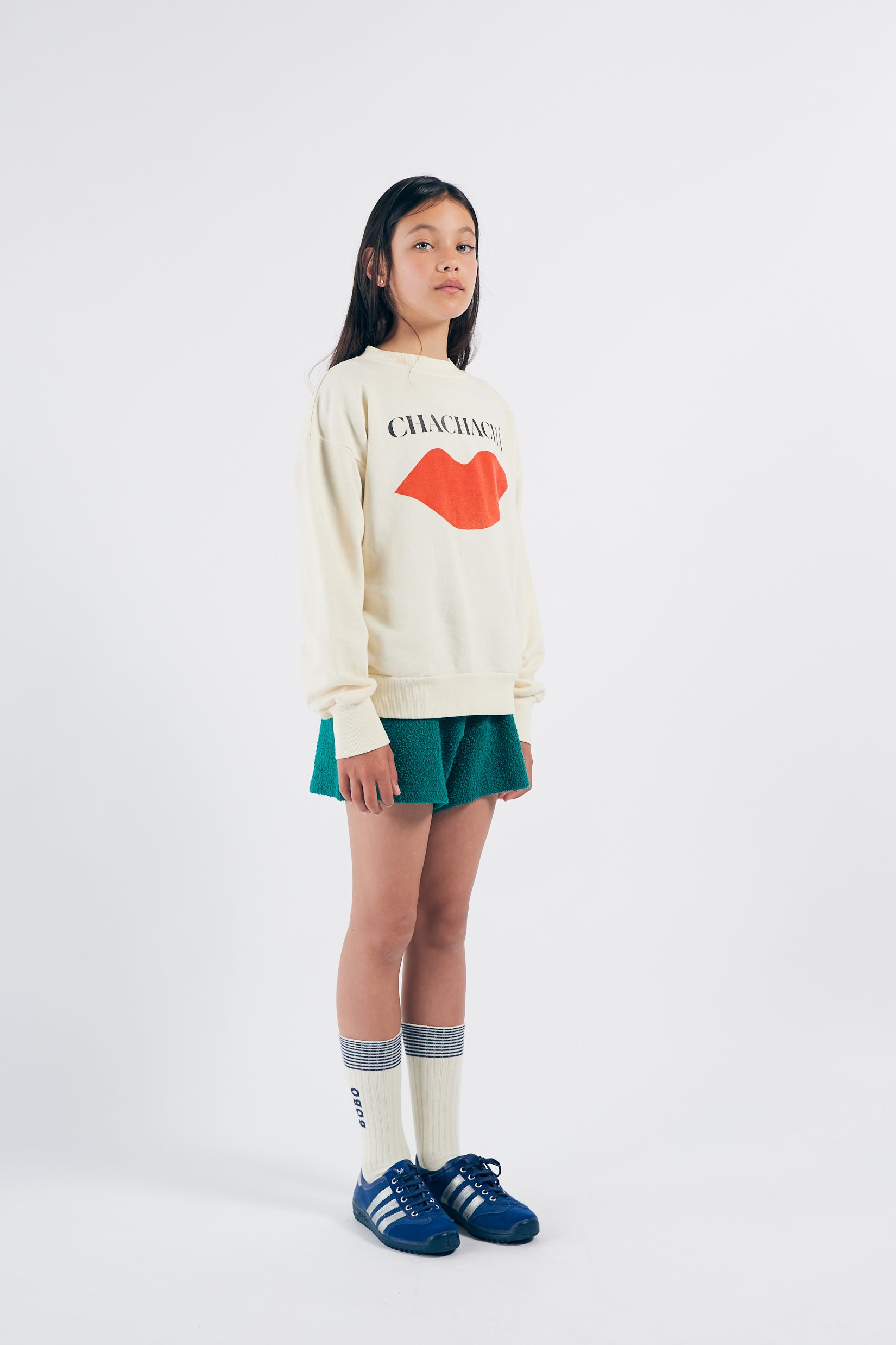 Girls Rice White Kiss Cotton Sweatshirt