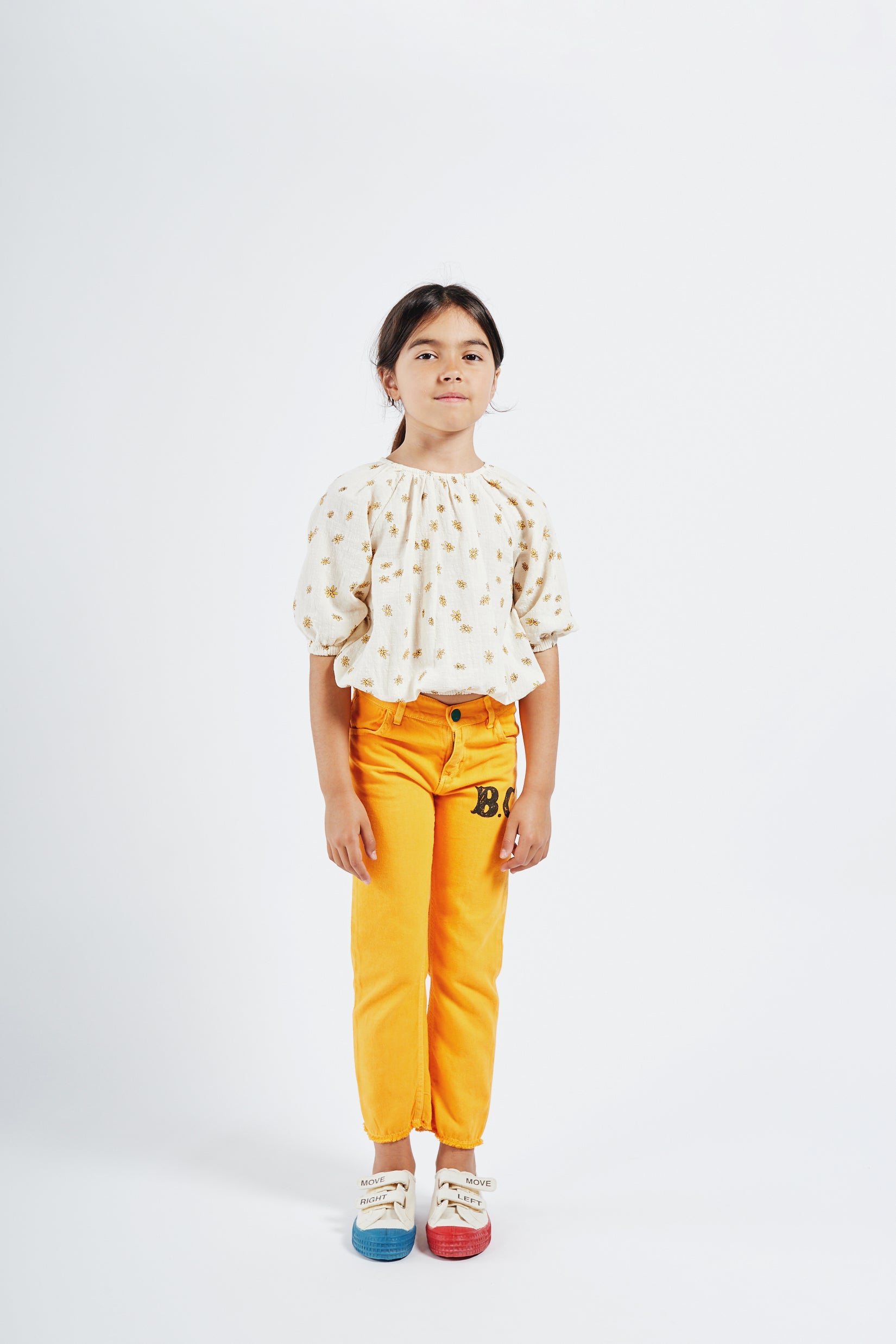 Girls Rice White Daisy Top