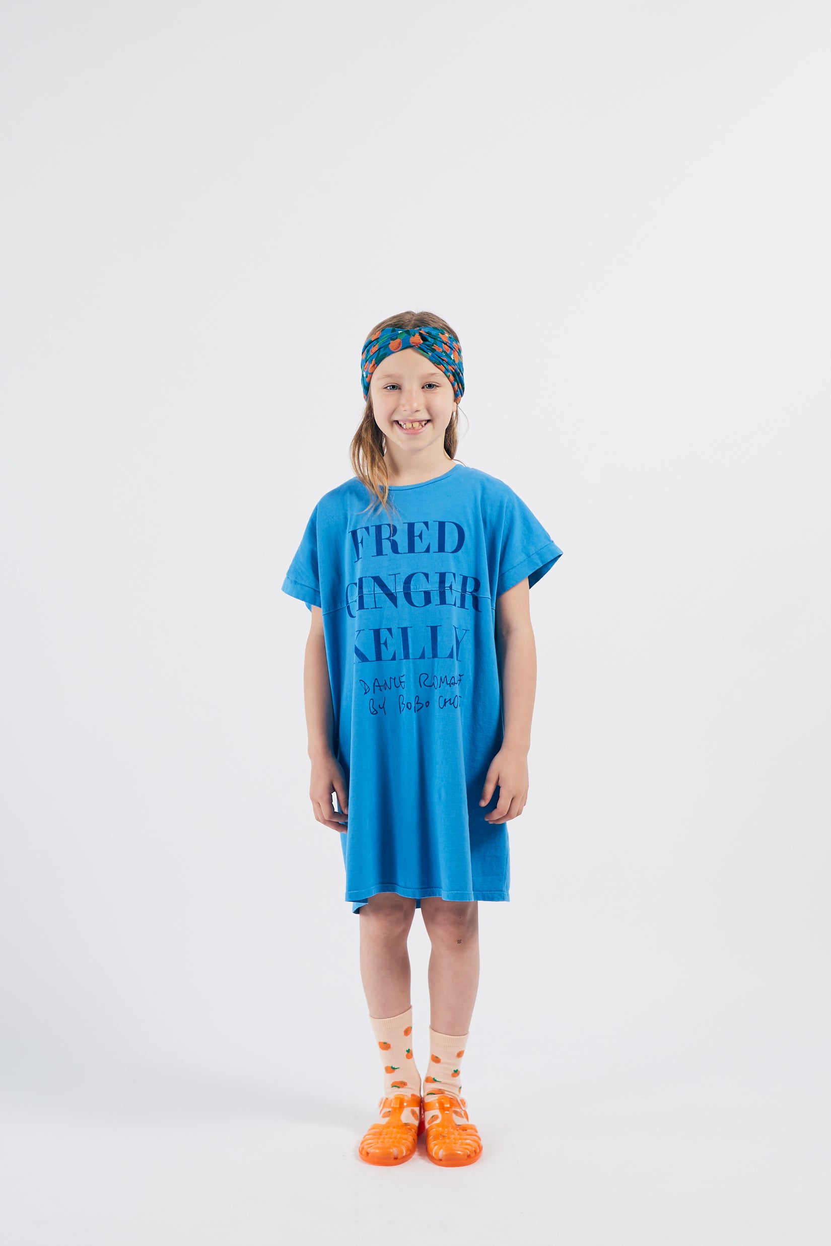 Girls Blue Logo Cotton Dress