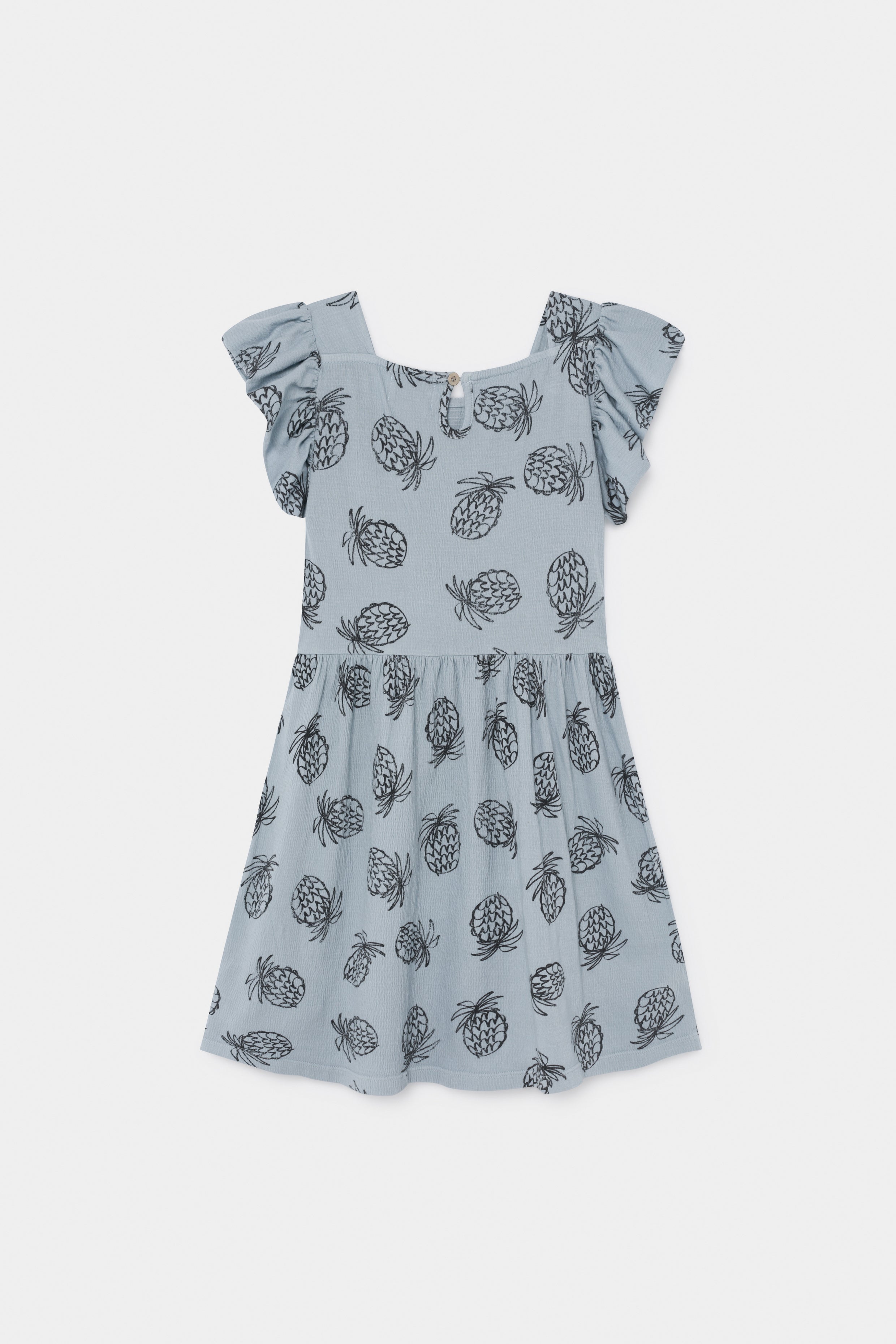 Girls Blue Pineapple Ruffle Dress