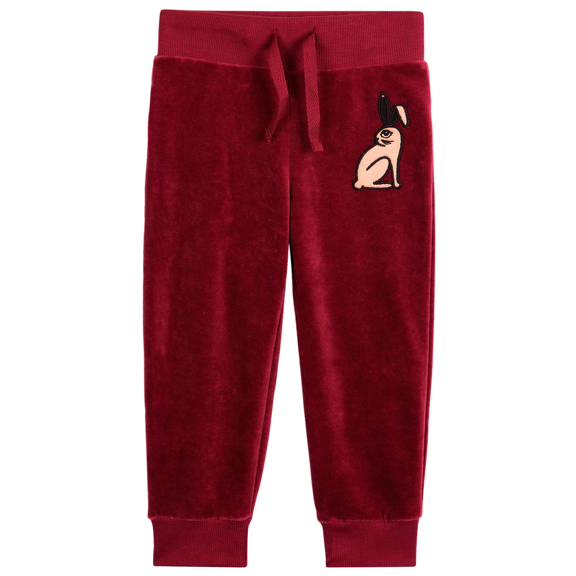 Girls Dark Red Bunny Printed Cotton Trouser - CÉMAROSE | Children's Fashion Store - 1