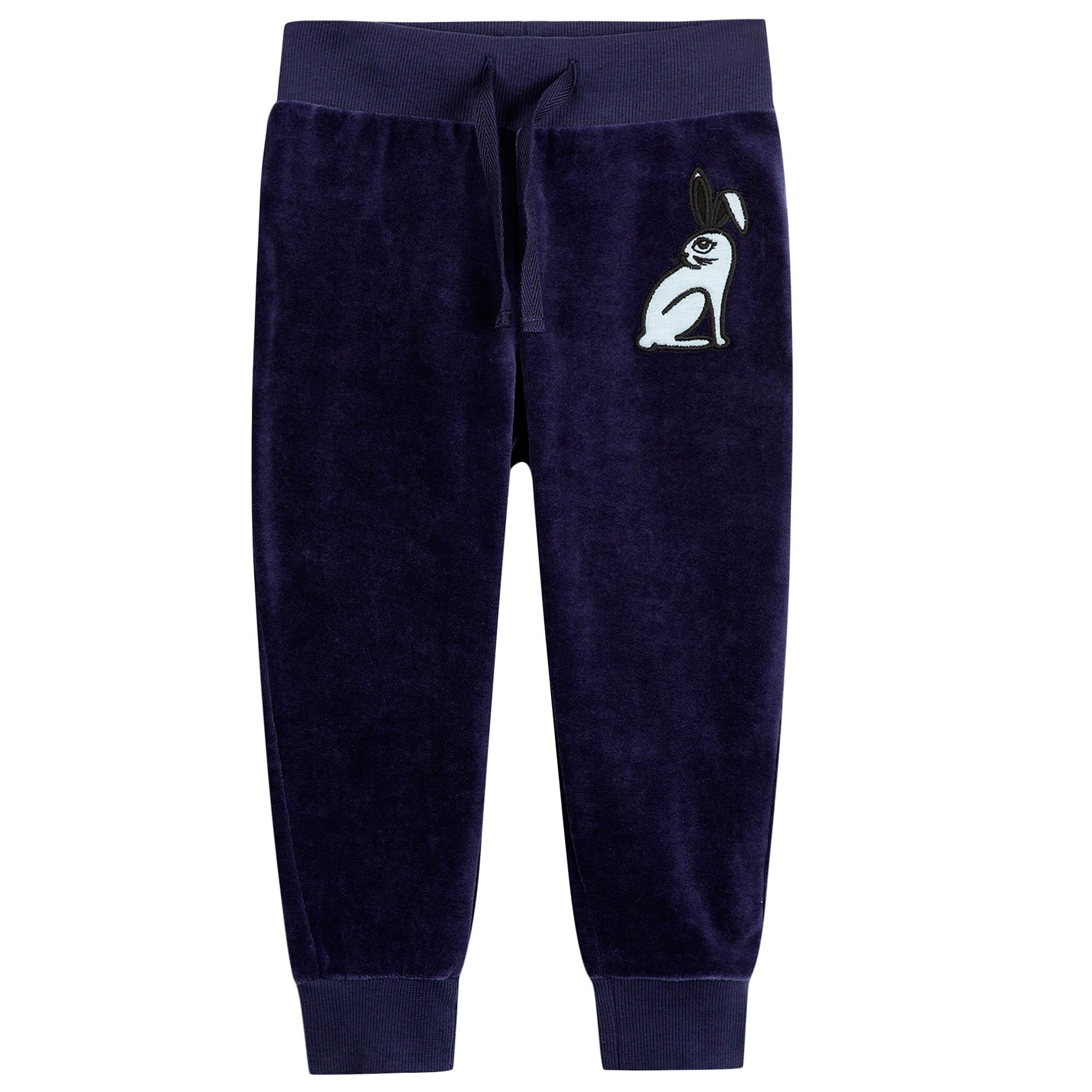 Girls Dark Blue Bunny Printed Cotton Trouser - CÉMAROSE | Children's Fashion Store - 1
