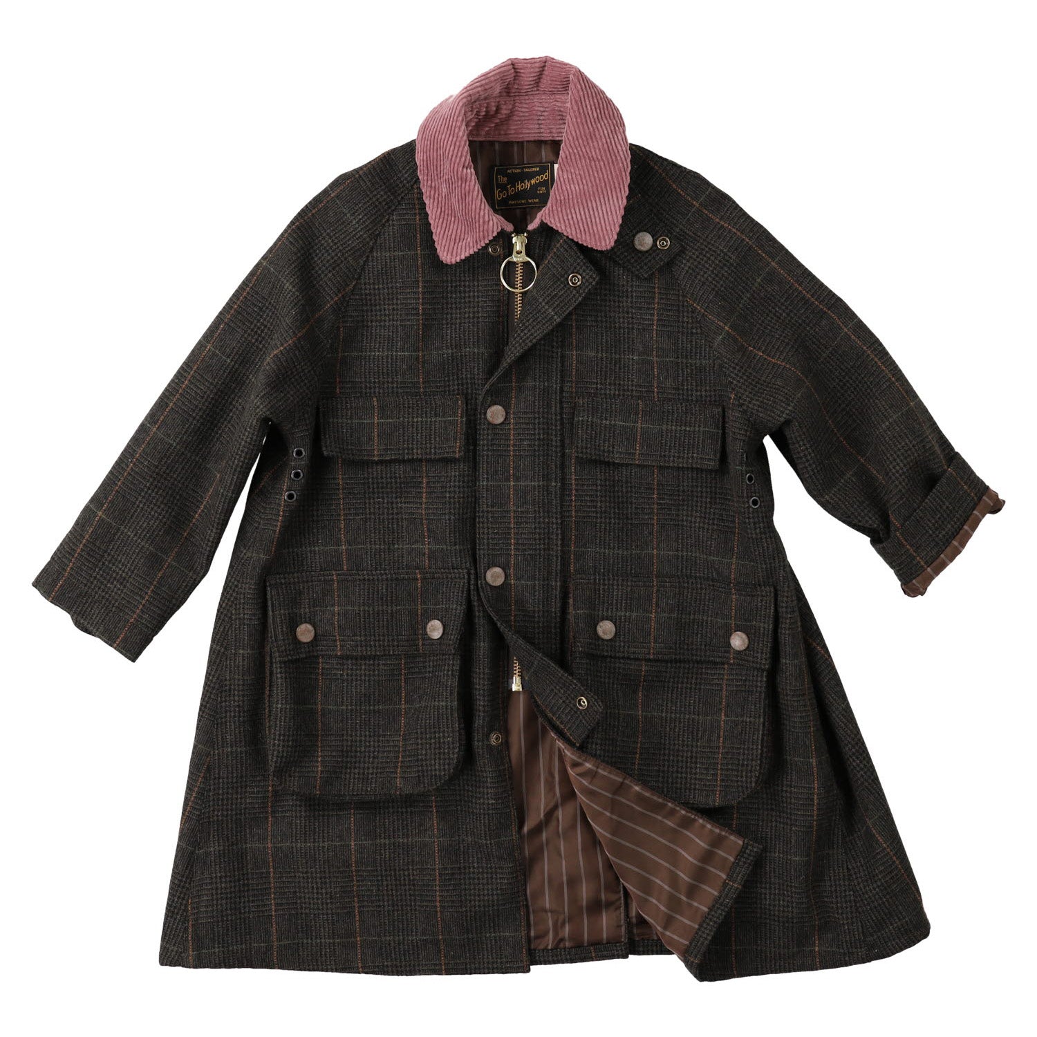 Girls Khaki Check Wool Coat