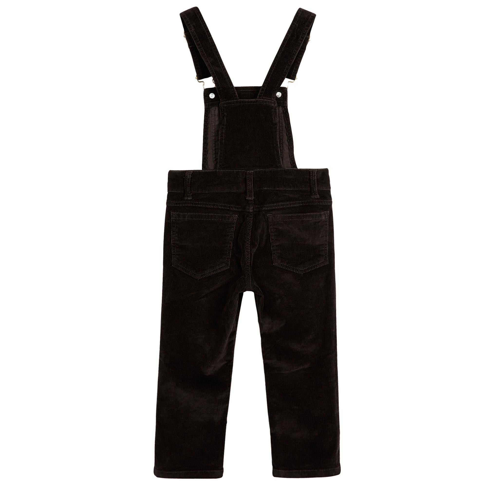 Girls Black Organic Cotton Needle Cord Dungarees - CÉMAROSE | Children's Fashion Store - 2
