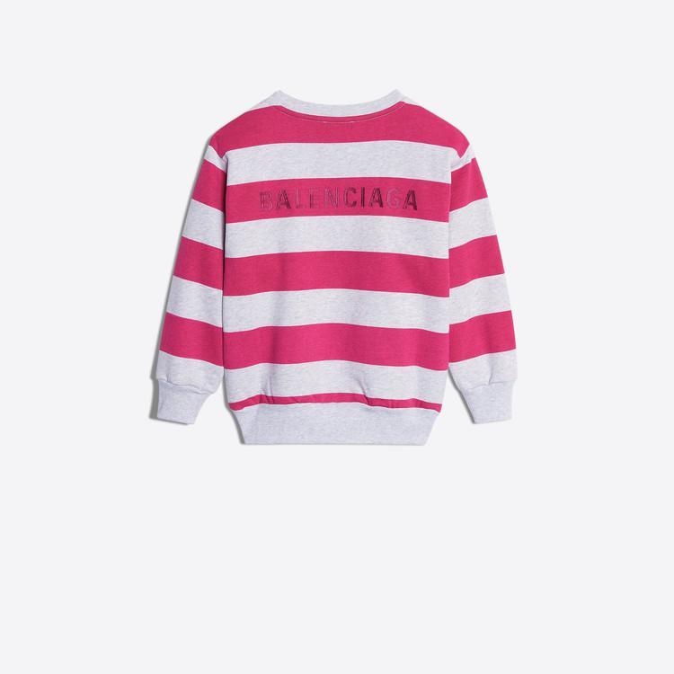 Girls Grey & Pink Stripes Cotton Sweatshirt