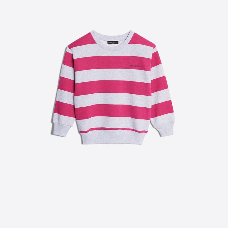 Girls Grey & Pink Stripes Cotton Sweatshirt