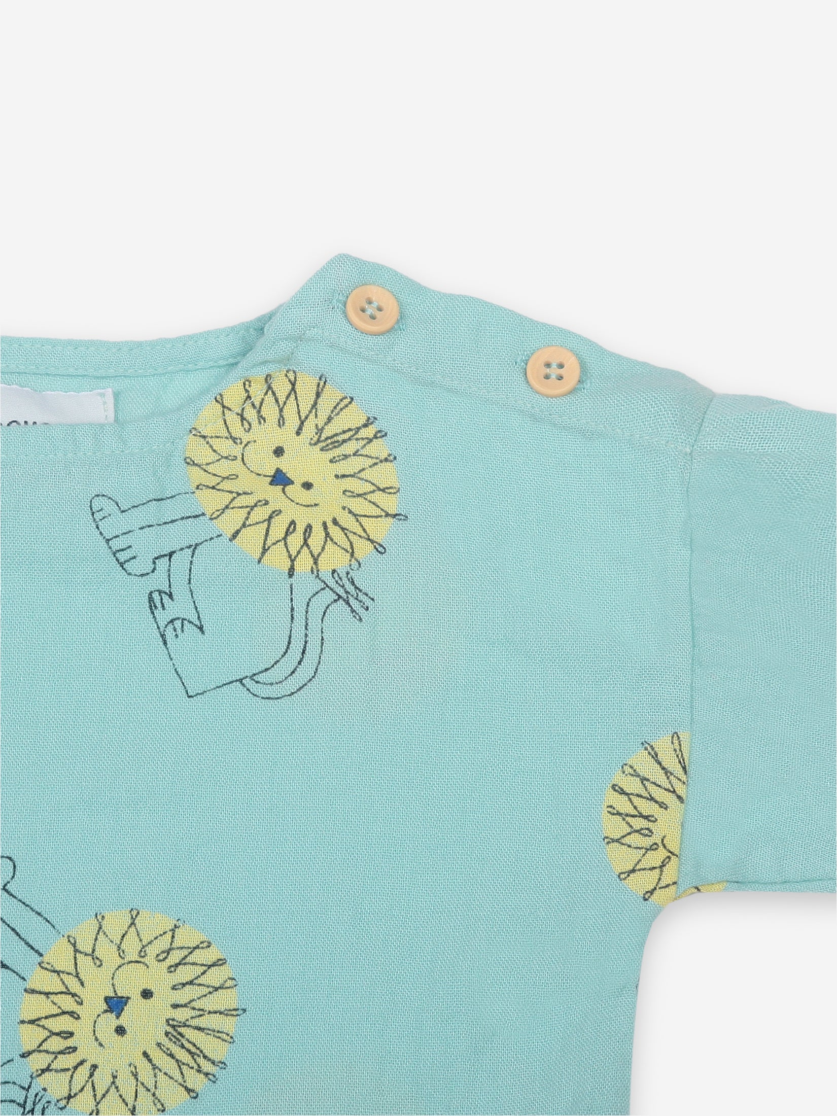 Baby Girls Green Lion Cotton T-Shirt