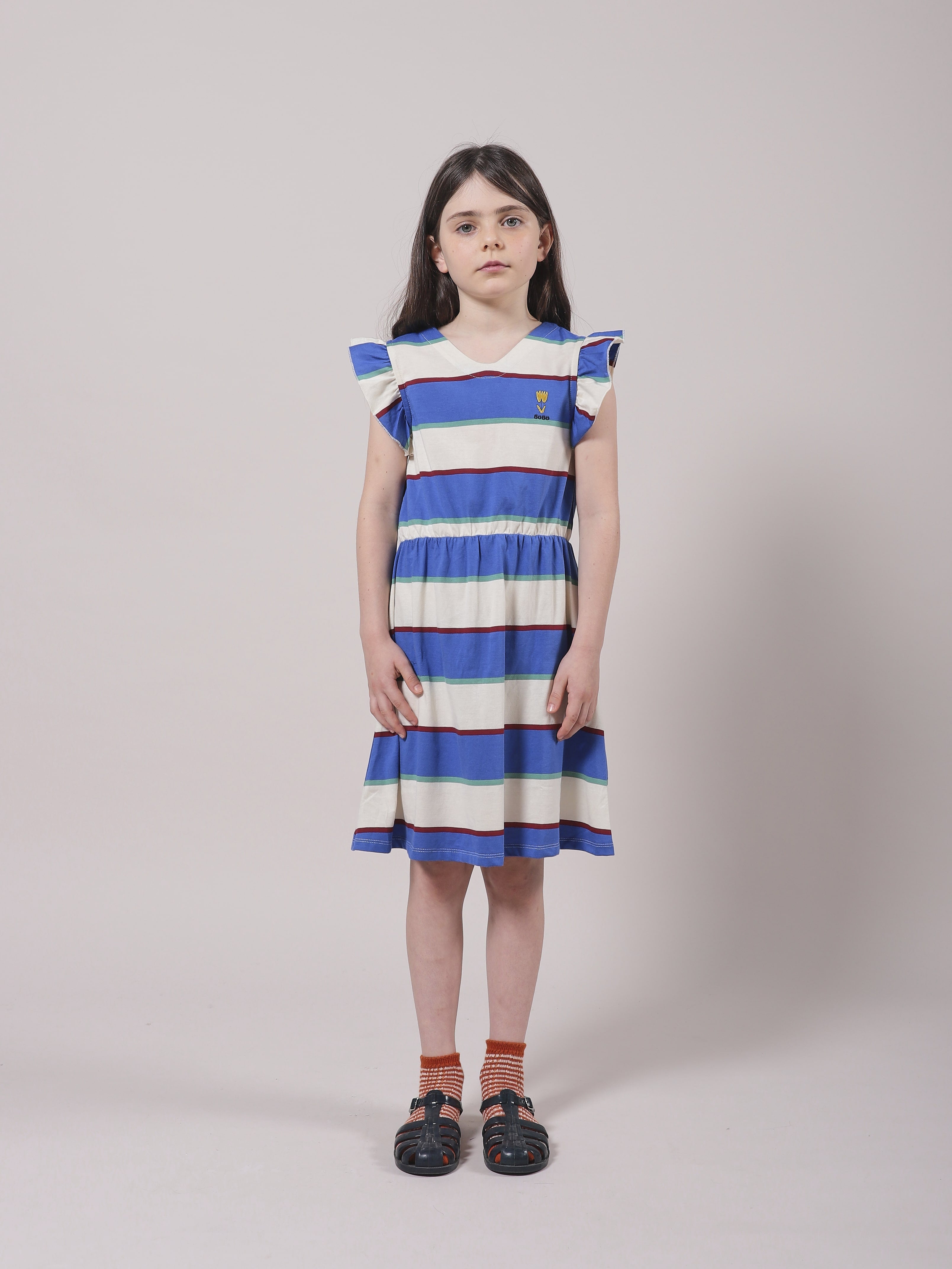 Girls Blue Stripes Cotton Dress