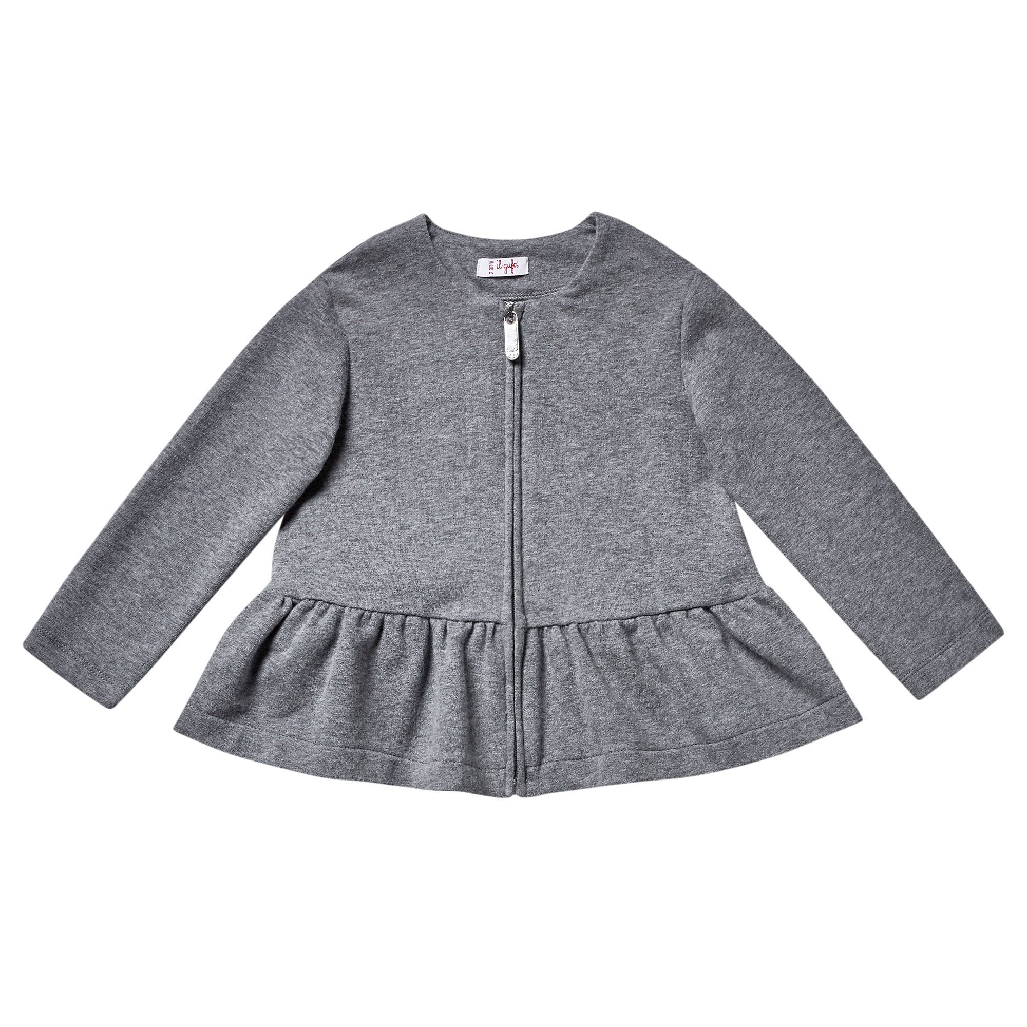 Girls Grey Cotton Top With Peplum Hem - CÉMAROSE | Children's Fashion Store