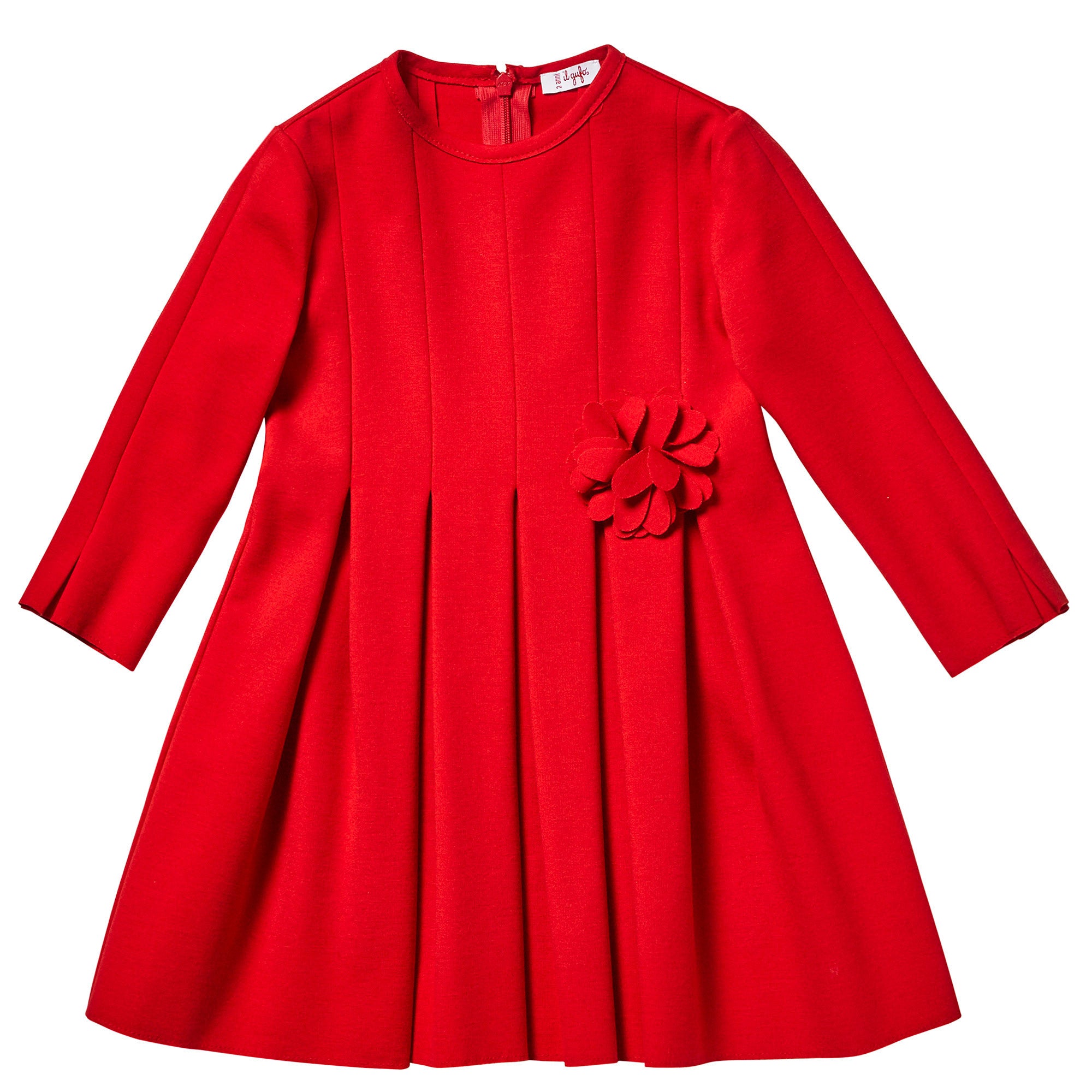 Girls Popy Red Frilled Hem Bow Trims Dress - CÉMAROSE | Children's Fashion Store