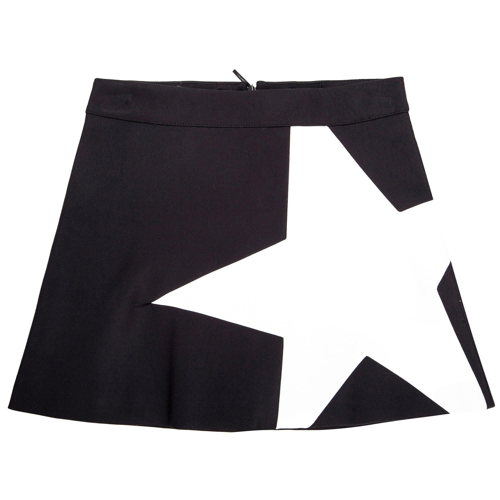 Girls Black Cotton Skirt With White Star Trims - CÉMAROSE | Children's Fashion Store - 1