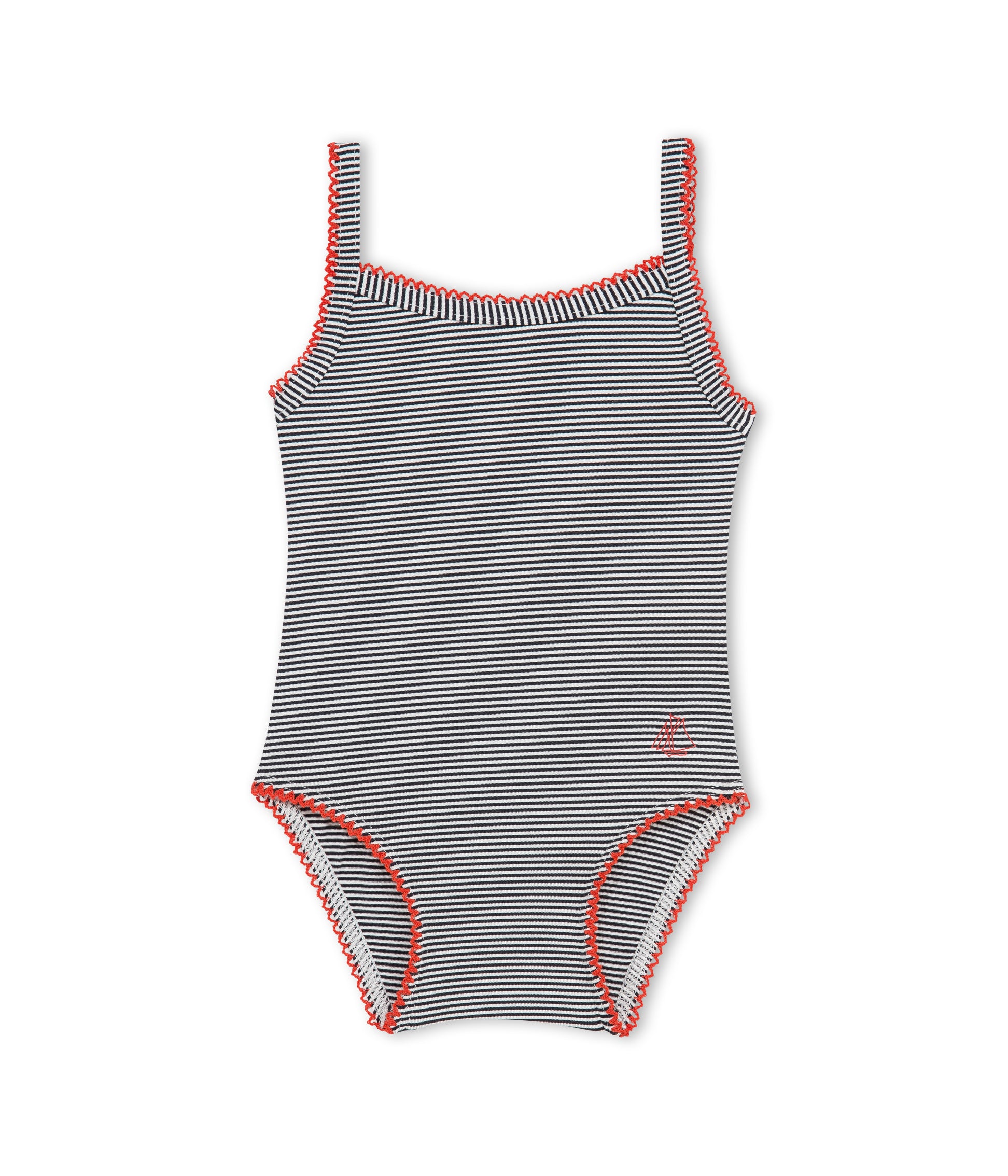 Girls Black Striped Swimsuit