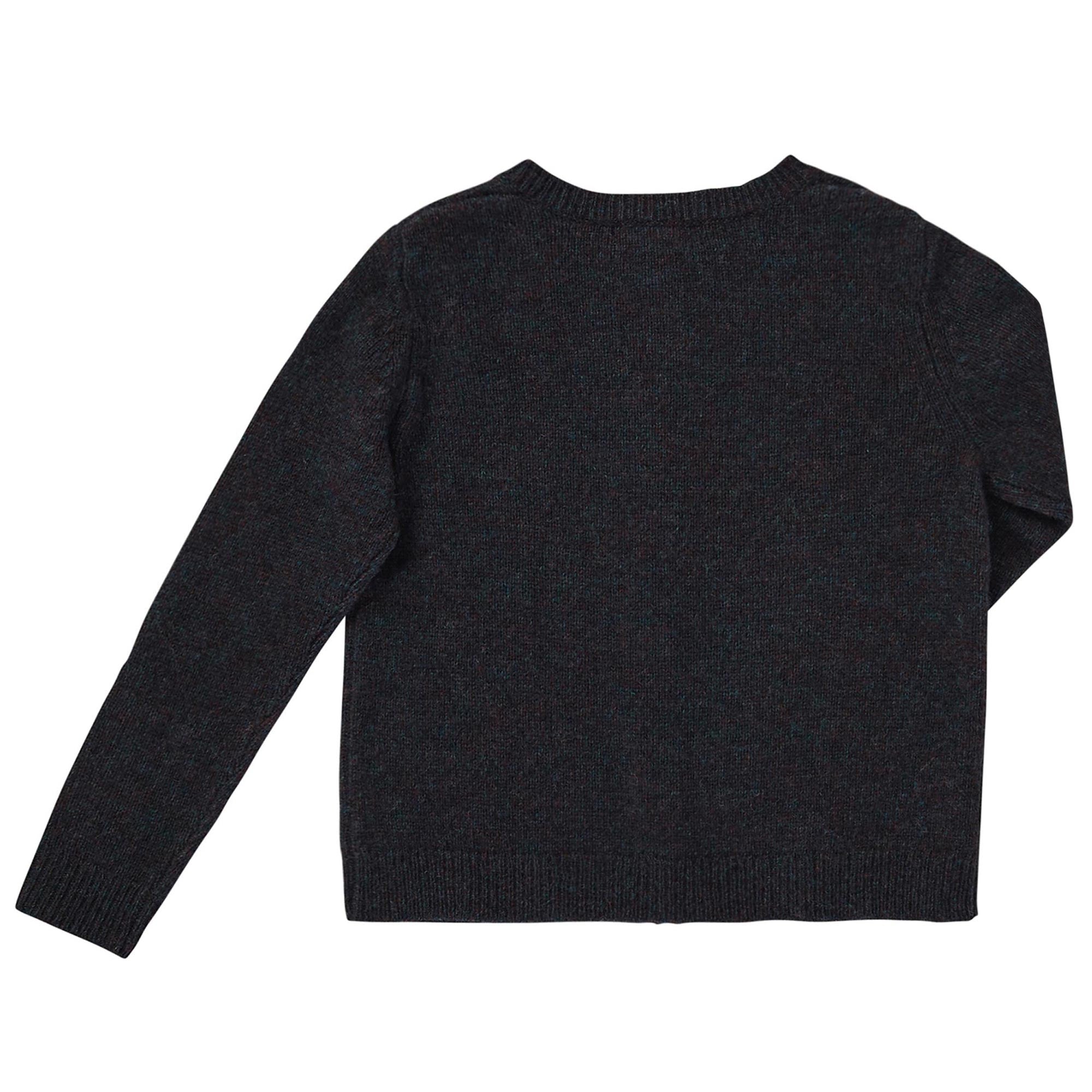 Baby Navy Blue Knitted Wool Cardigan - CÉMAROSE | Children's Fashion Store - 2