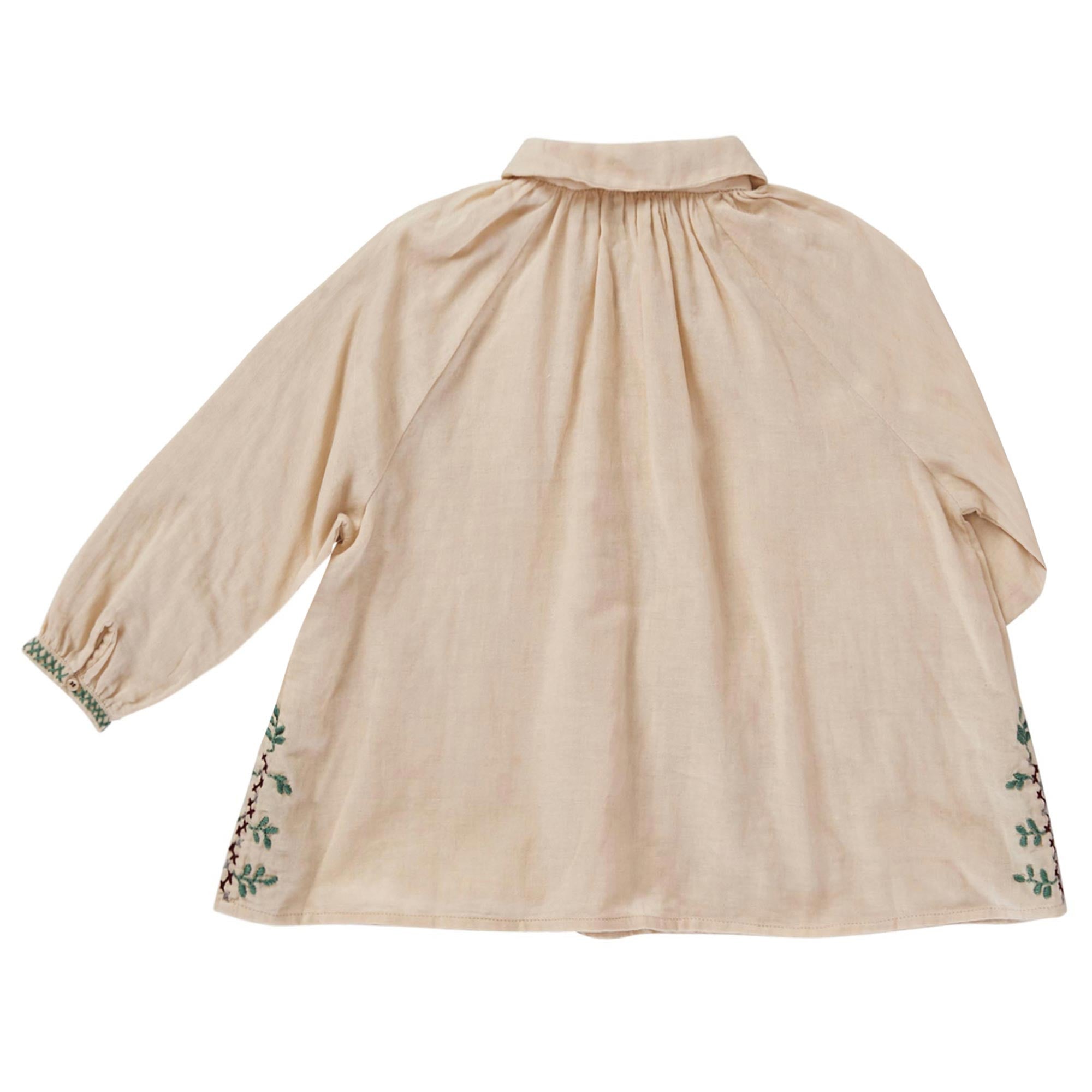 Girls Beige Ribbed Cuffs Cotton Blouse - CÉMAROSE | Children's Fashion Store - 2