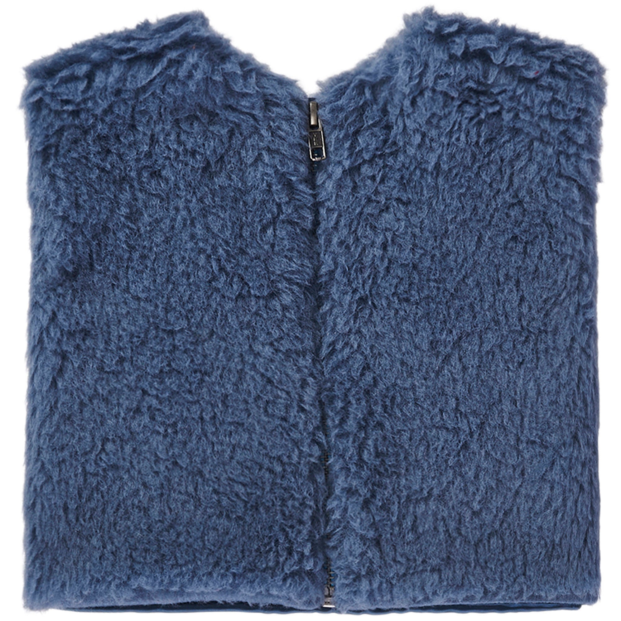 Baby Chalk Blue Fur Trims Wool Gilet - CÉMAROSE | Children's Fashion Store - 2
