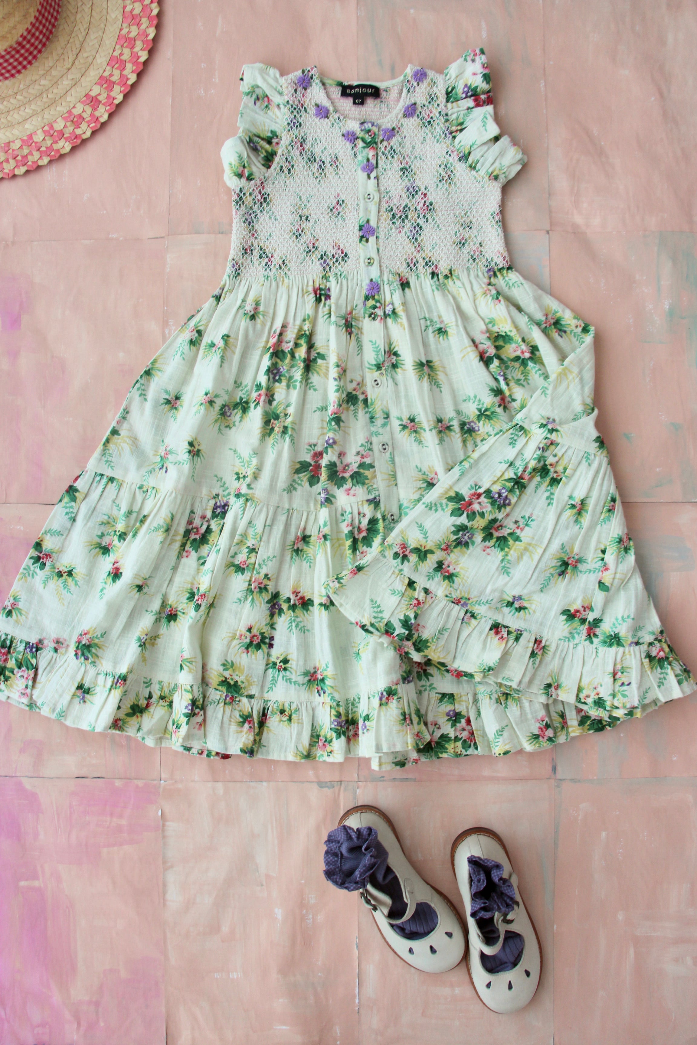 Girls White Floral Dress