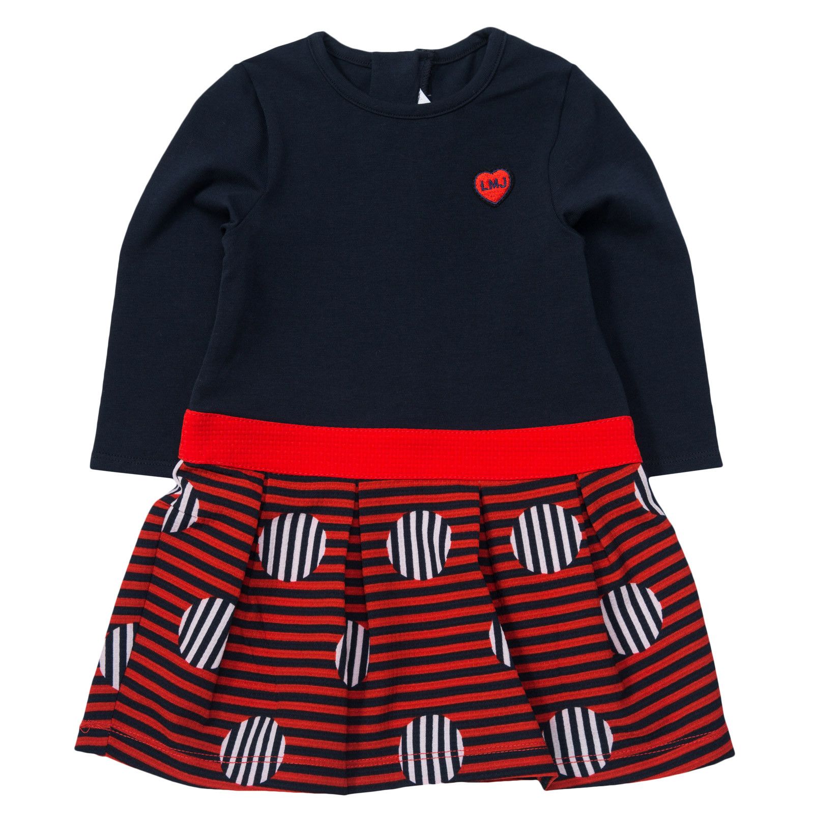 Baby Girls Navy Blue&Red Geometric Print Dress - CÉMAROSE | Children's Fashion Store - 1