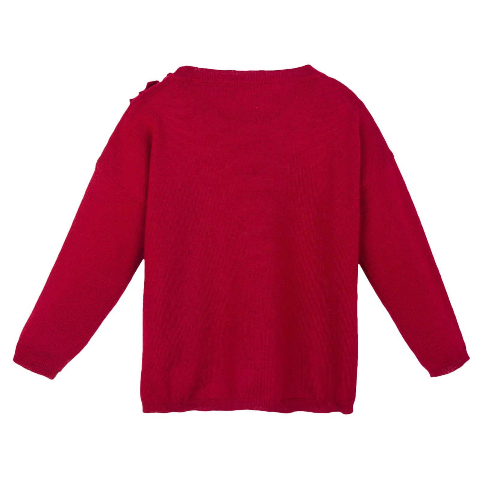 Girls Dark Red Kintted Sweater With Shoulder Trims - CÉMAROSE | Children's Fashion Store - 2