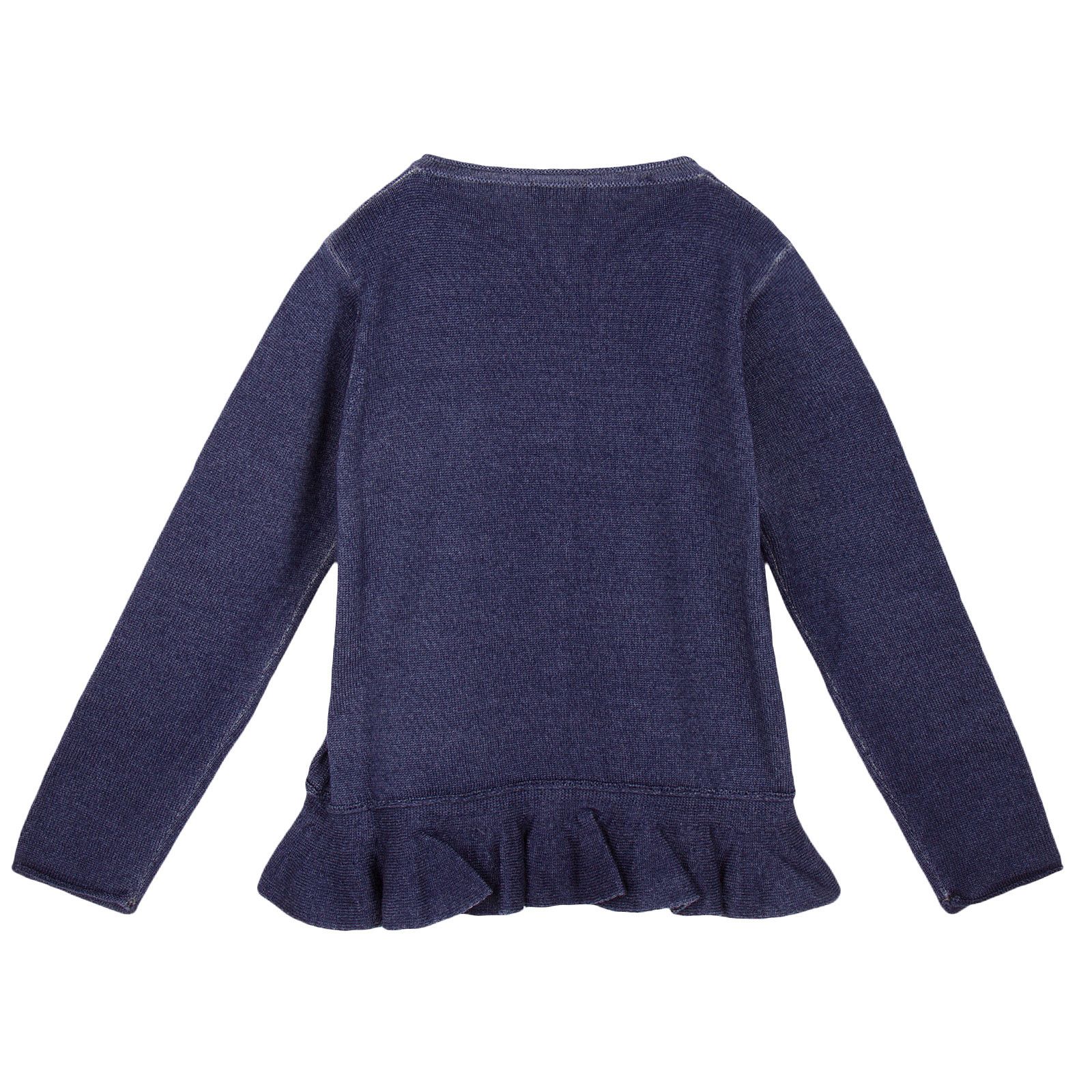 Girls Navy Blue Knitted Cardigan With Peplum Hem - CÉMAROSE | Children's Fashion Store - 2