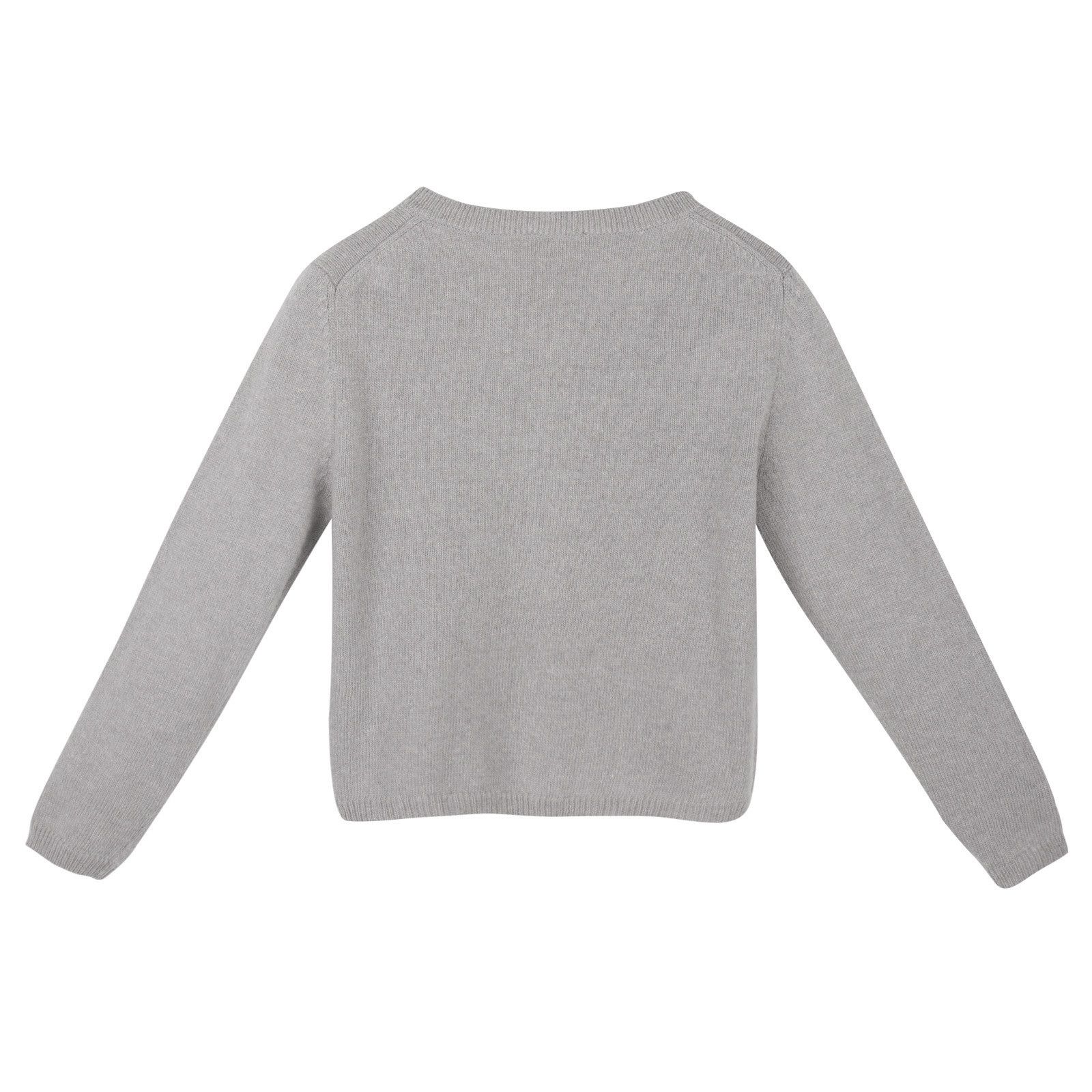 Girls Light Grey Jersey Wool Cardigan - CÉMAROSE | Children's Fashion Store - 2